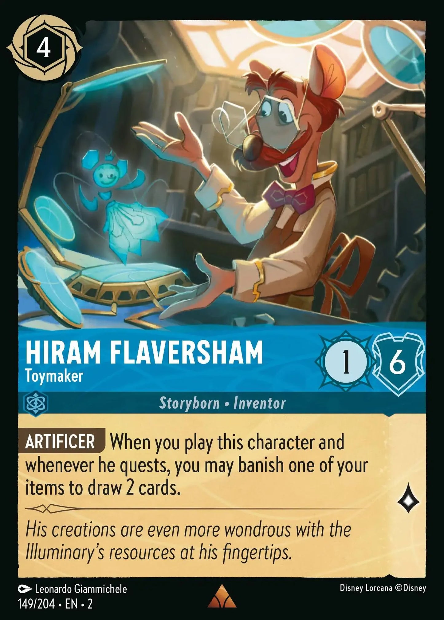(149) Lorcana Rise of the Floodborn Single: Hiram Flaversham - Toymaker Holo Rare