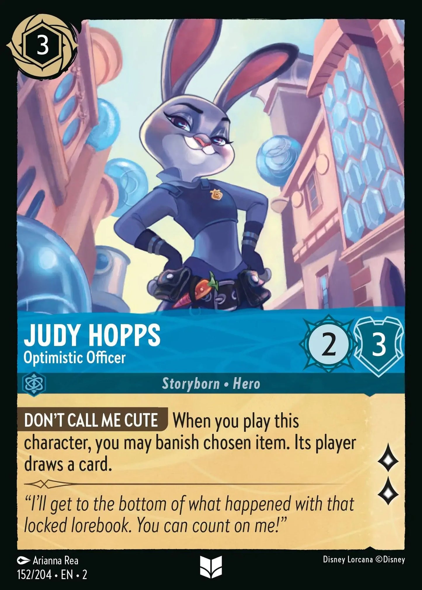 (152) Lorcana Rise of the Floodborn Single: Judy Hopps - Optimistic Officer Holo Uncommon