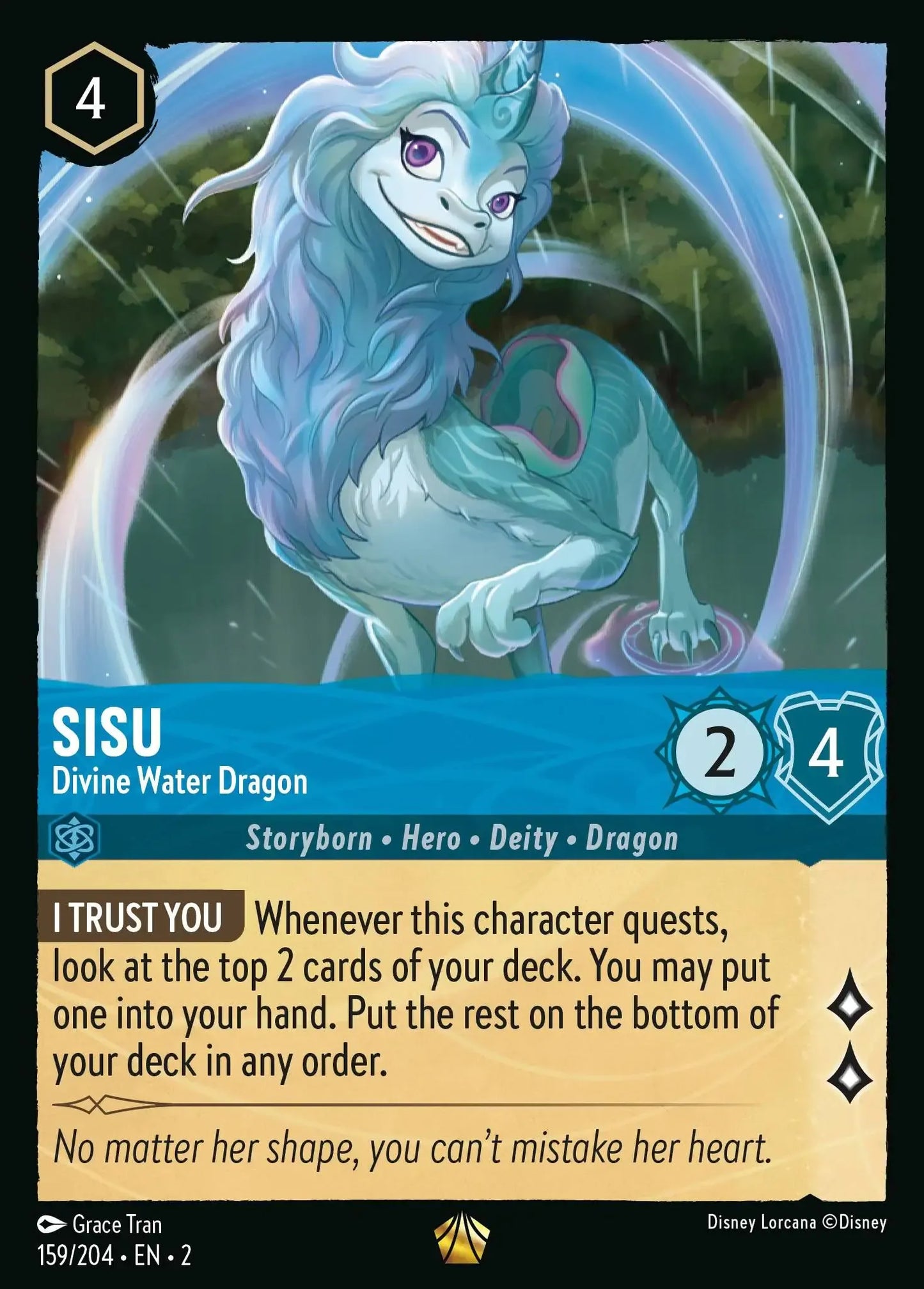 (159) Lorcana Rise of the Floodborn Single: Sisu - Divine Water Dragon (V.1) Holo Legendary