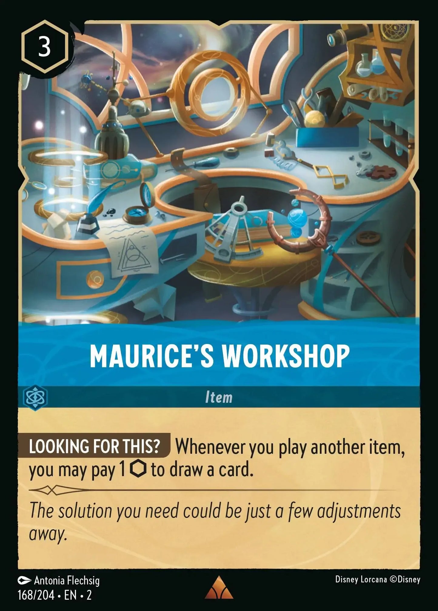 (168) Lorcana Rise of the Floodborn Single: Maurice's Workshop Rare