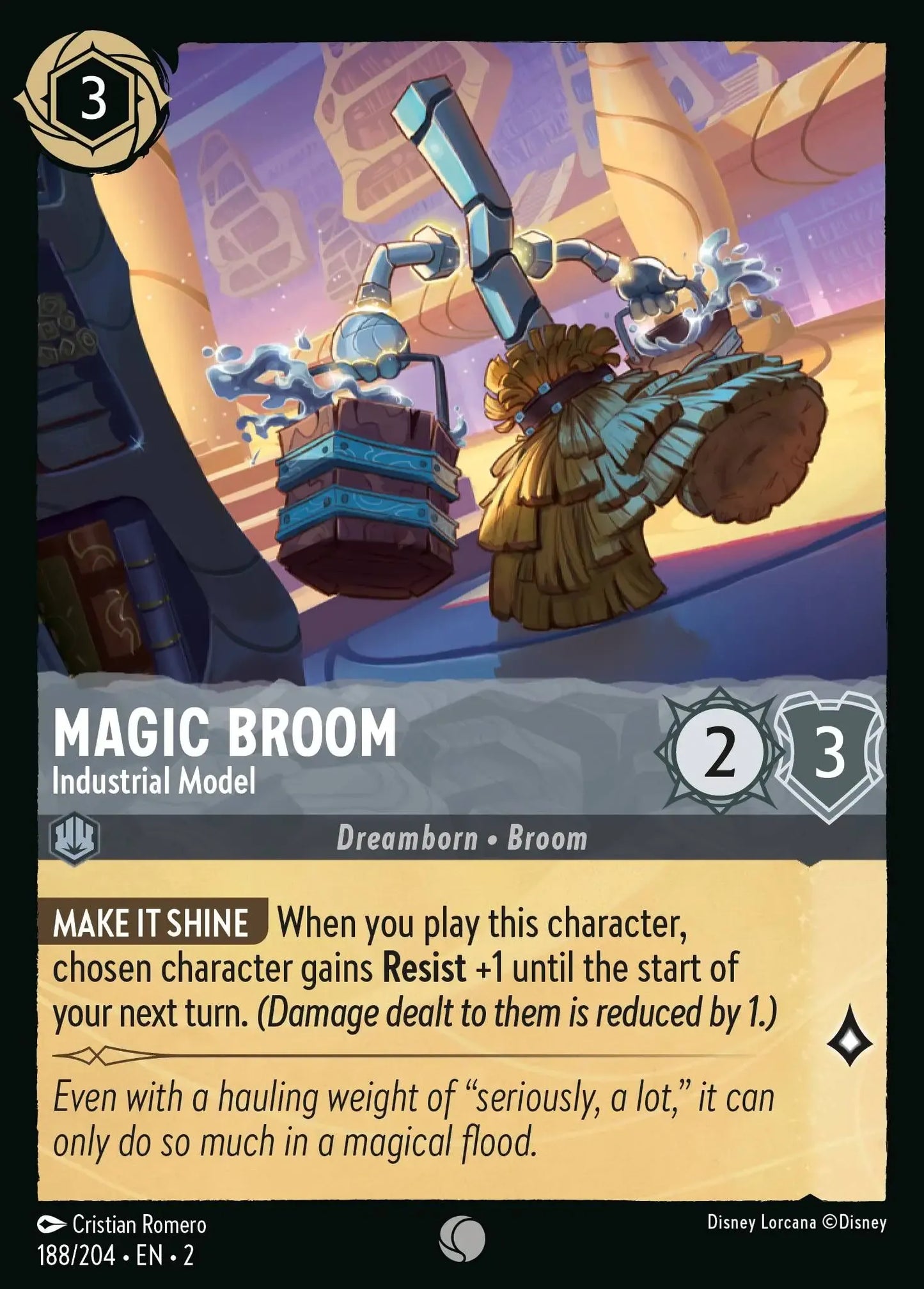 (188) Lorcana Rise of the Floodborn Single: Magic Broom - Industrial Model Holo Common