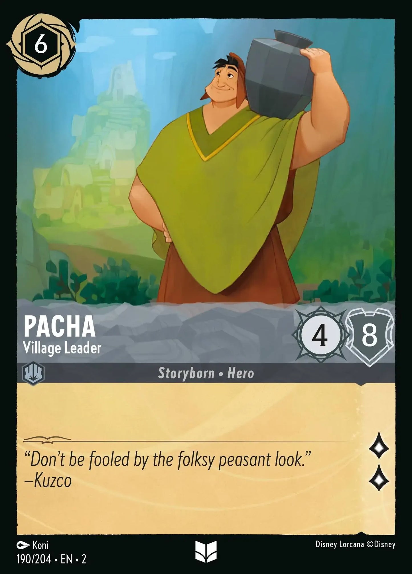 (190) Lorcana Rise of the Floodborn Single: Pacha - Village Leader Holo Uncommon
