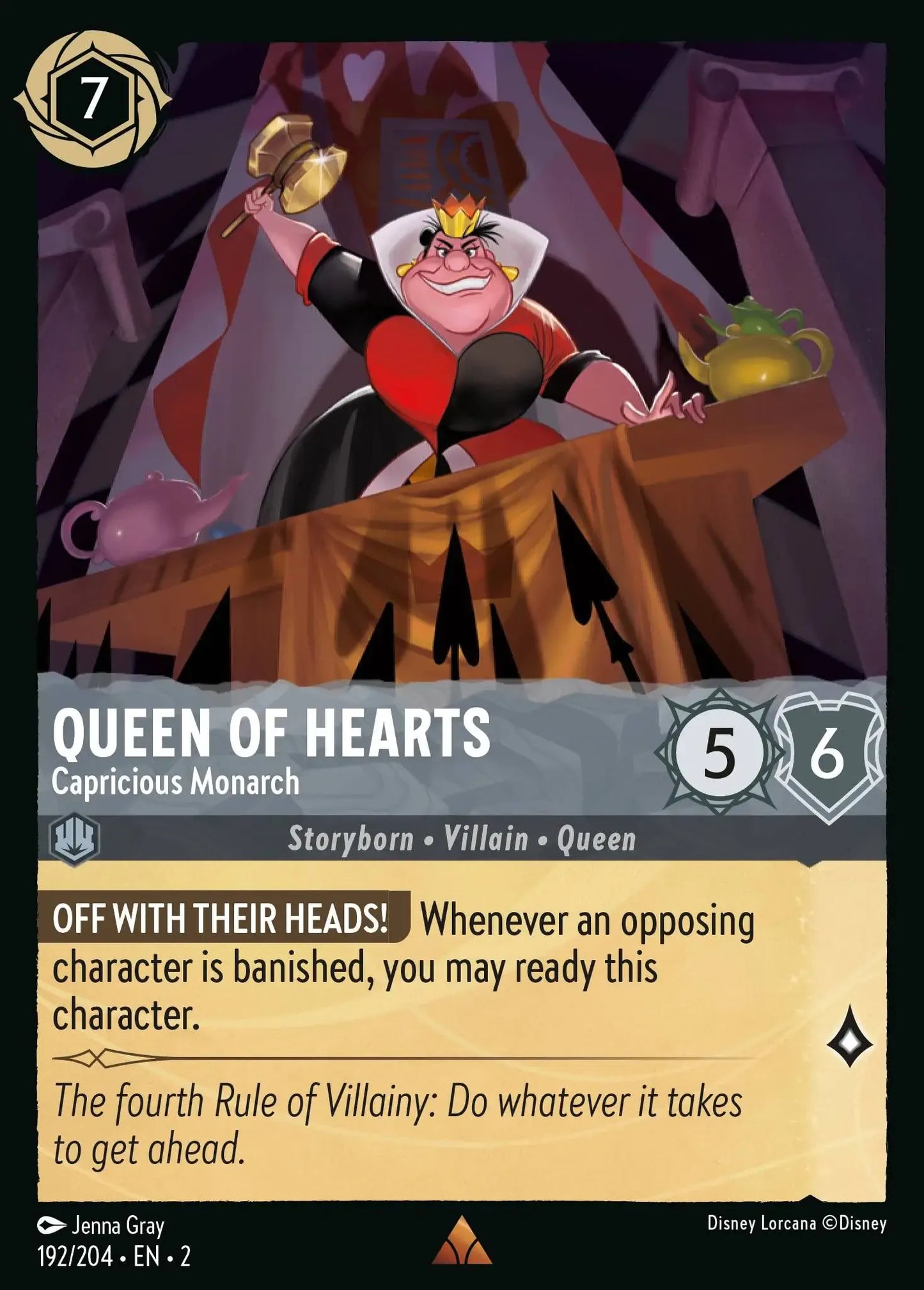 (192) Lorcana Rise of the Floodborn Single: Queen of Hearts - Capricious Monarch Rare