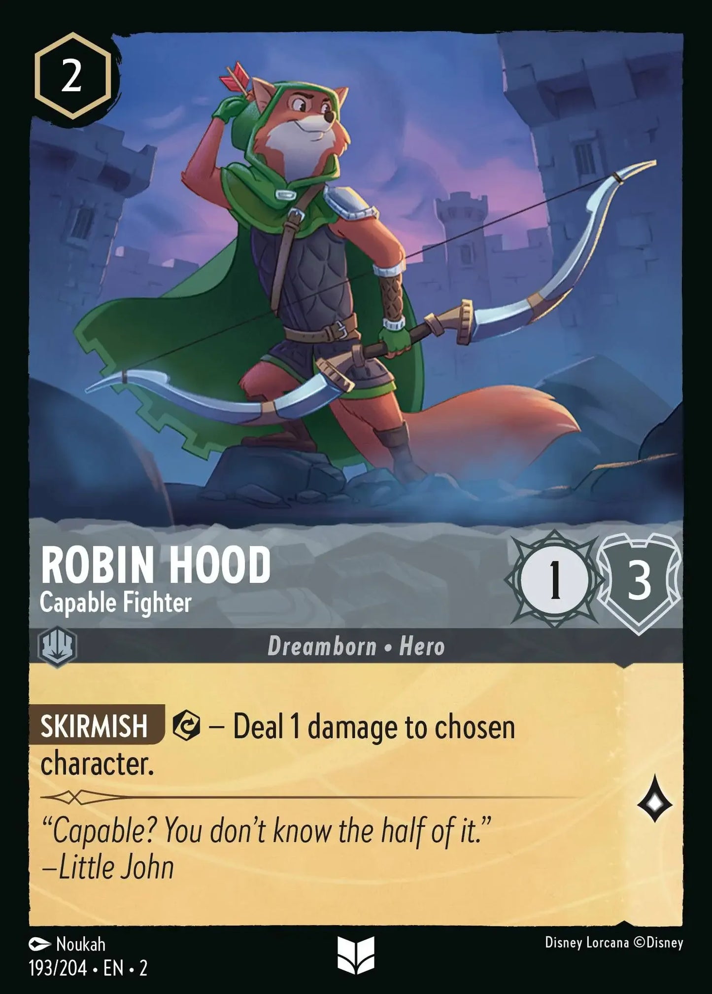 (193) Lorcana Rise of the Floodborn Single: Robin Hood - Capable Fighter Uncommon