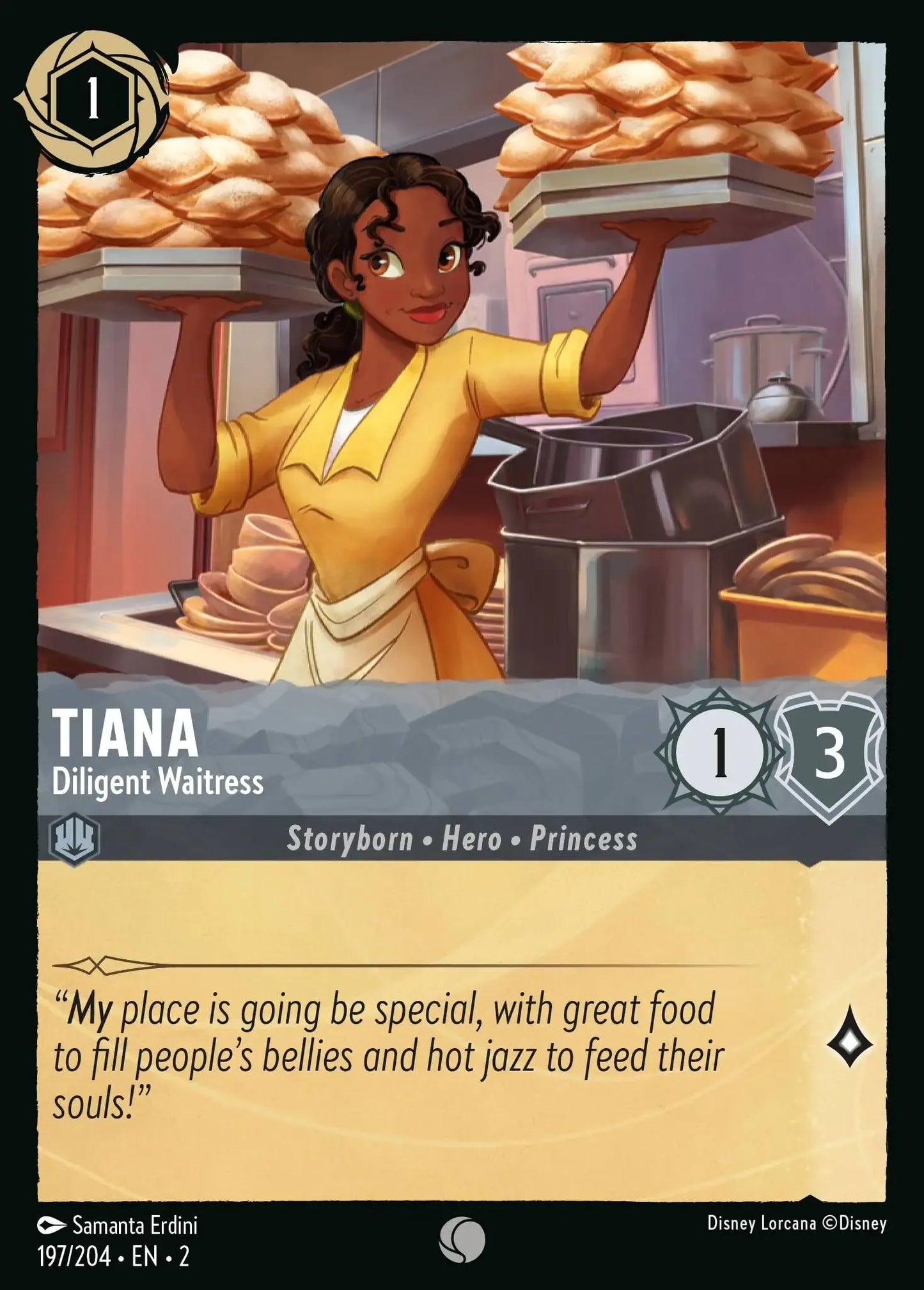 (197) Lorcana Rise of the Floodborn Single: Tiana - Diligent Waitress Holo Common