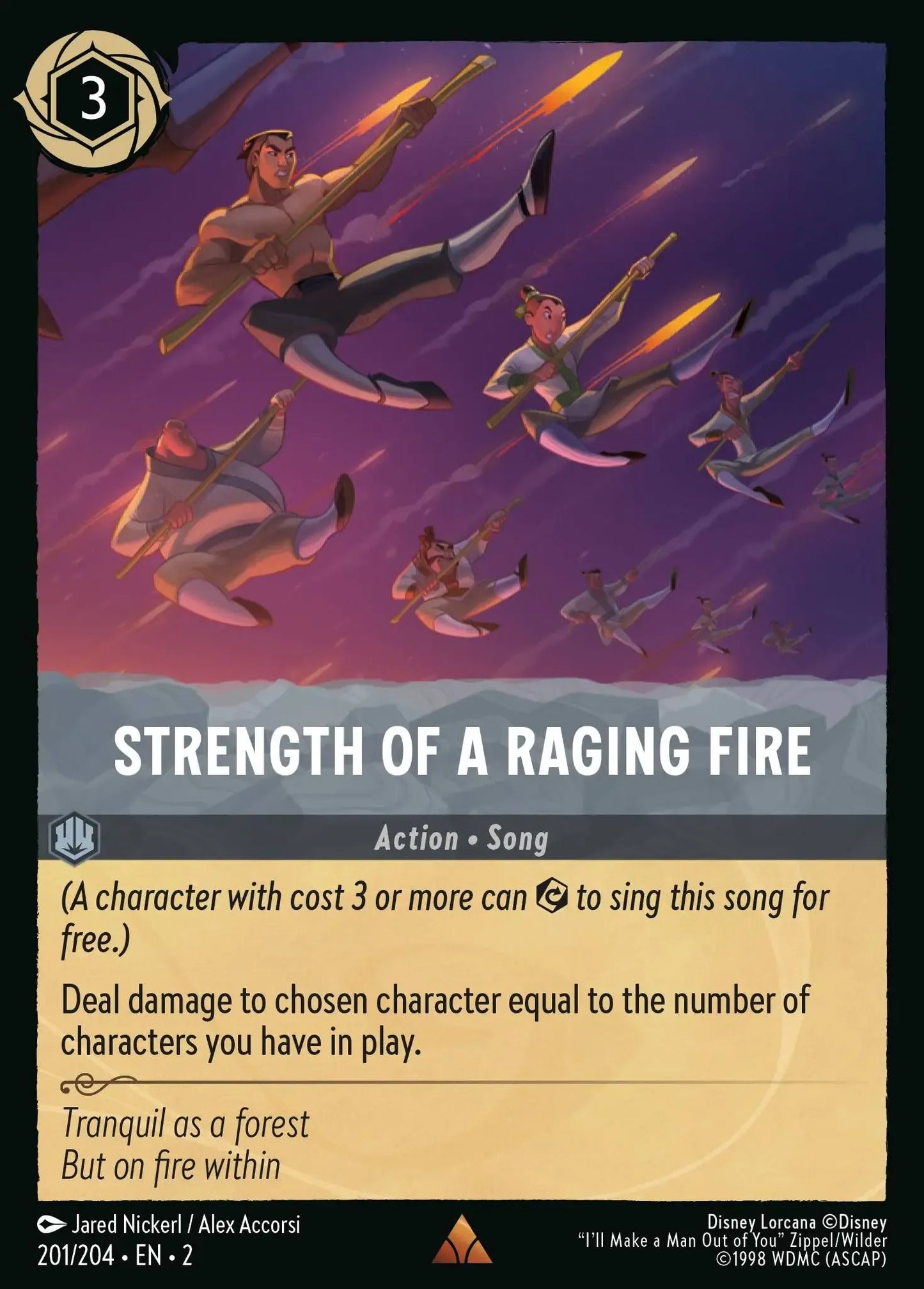(201) Lorcana Rise of the Floodborn Single: Strength of a Raging Fire Holo Rare