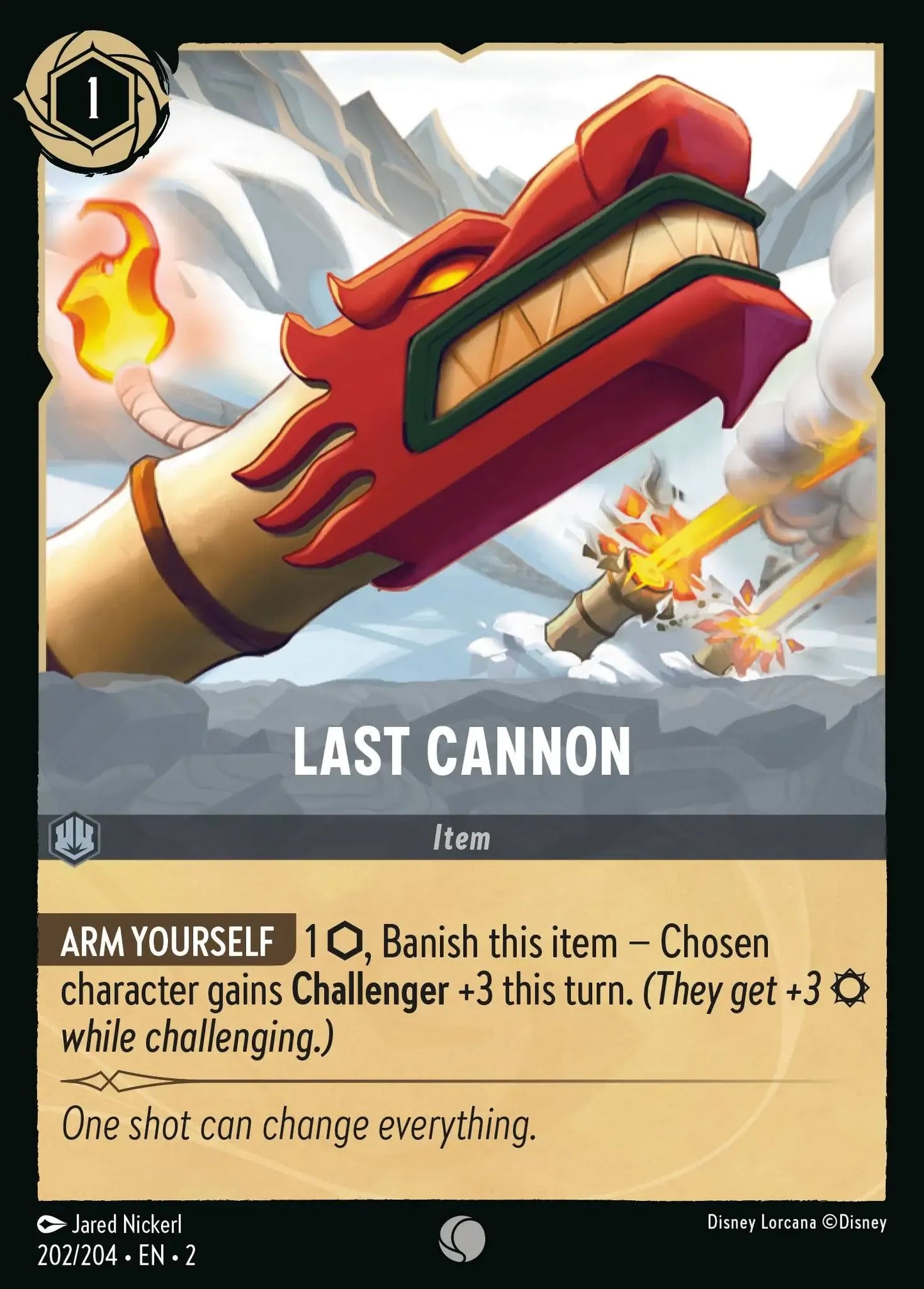 (202) Lorcana Rise of the Floodborn Single: Last Cannon Holo Common
