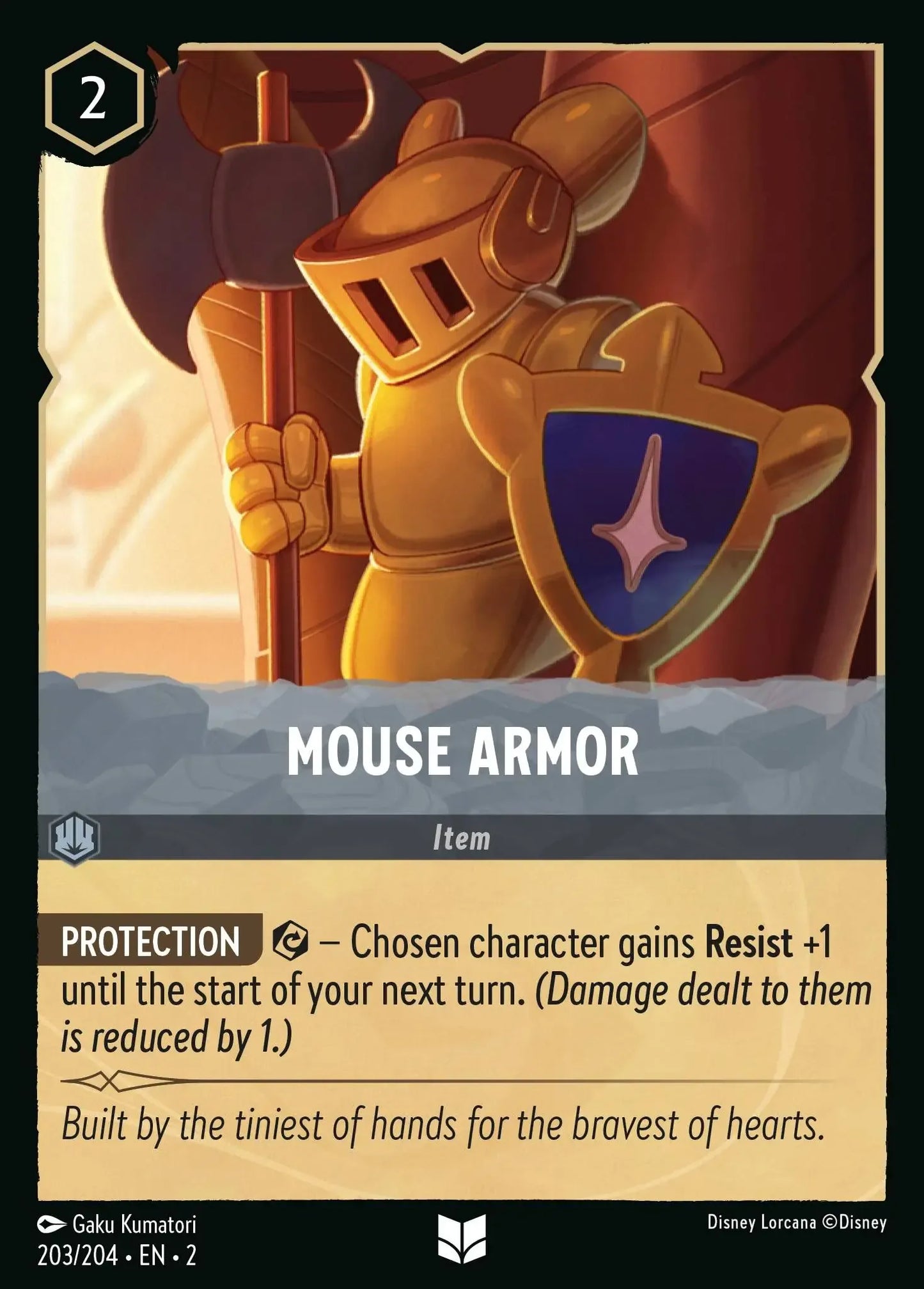 (203) Lorcana Rise of the Floodborn Single: Mouse Armor Uncommon