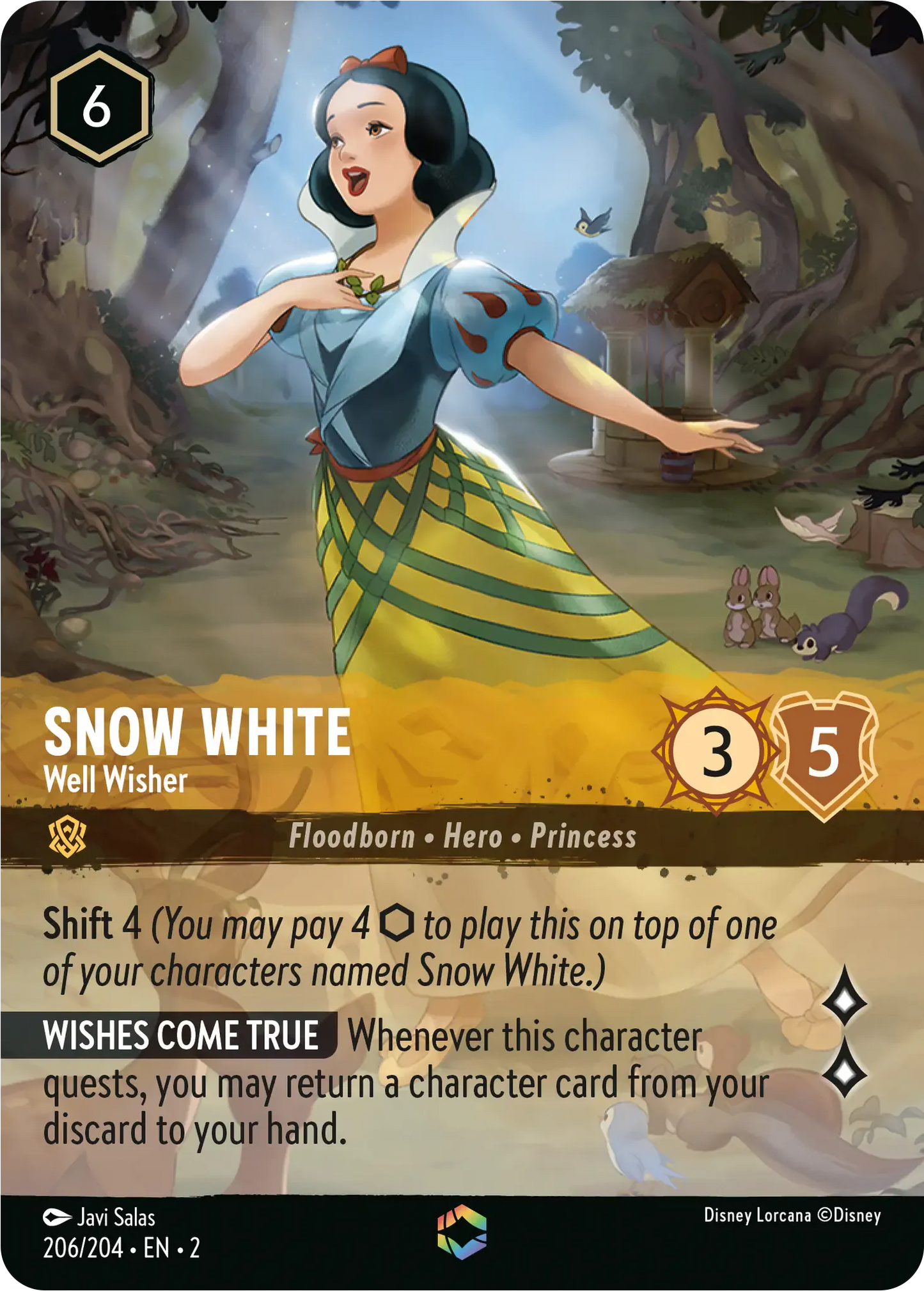 (206) Lorcana Rise of the Floodborn Single: Snow White - Well Wisher (V.2) Enchanted