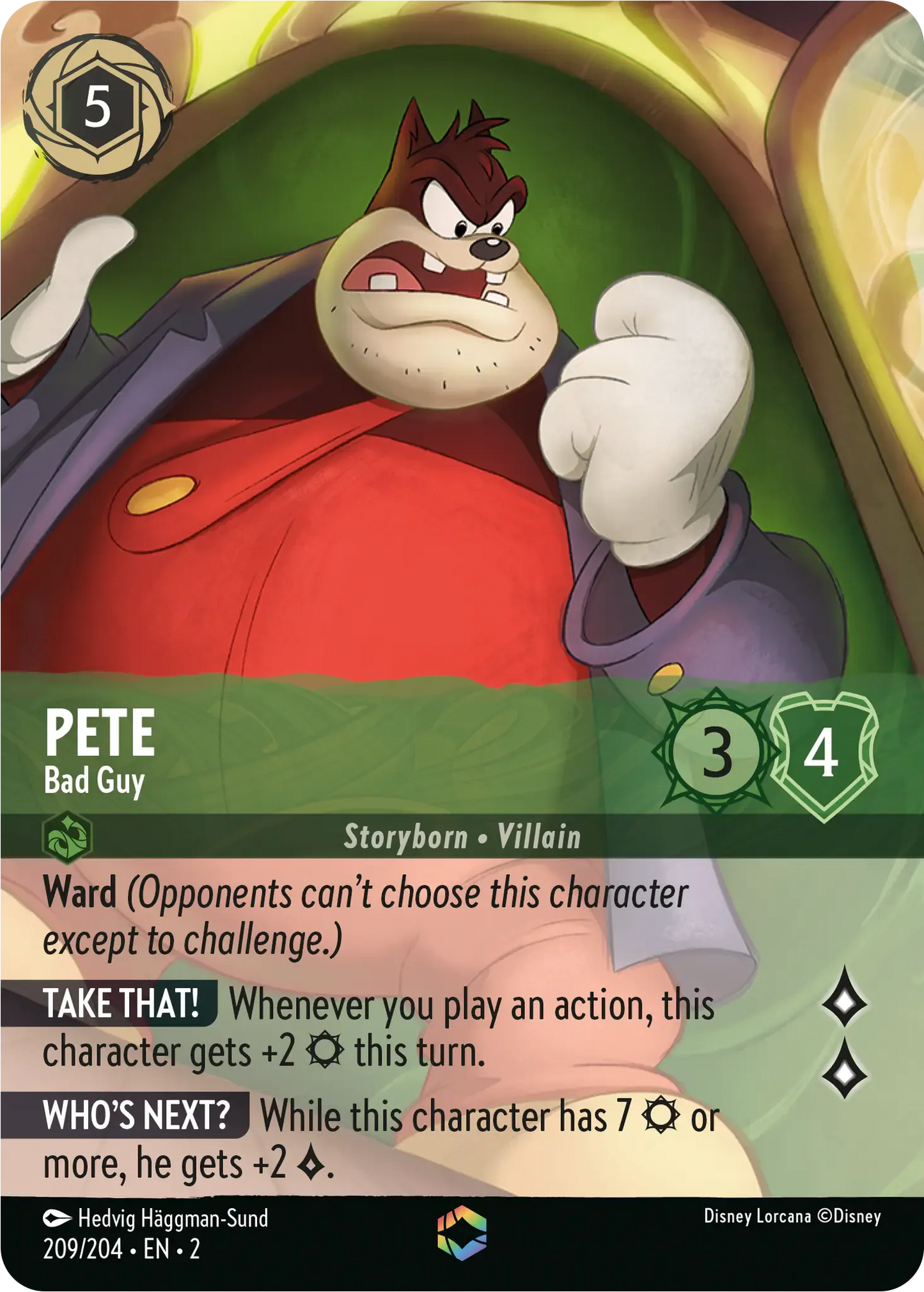 (209) Lorcana Rise of the Floodborn Single: Pete - Bad Guy (V.2) Enchanted