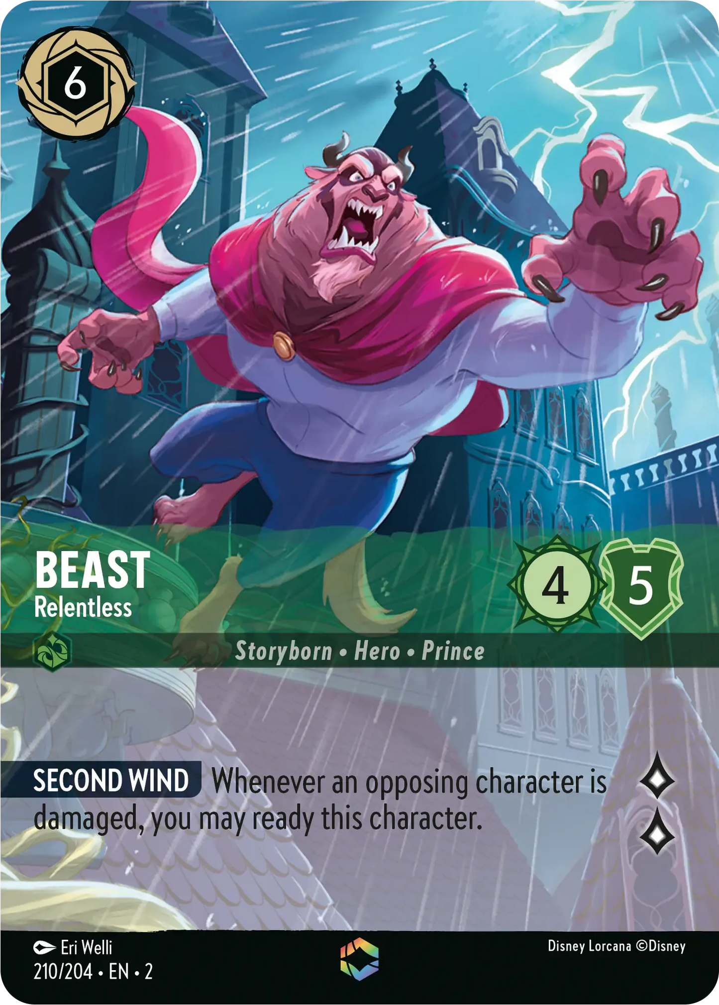 (210) Lorcana Rise of the Floodborn Single: Beast - Relentless (V.2) Enchanted