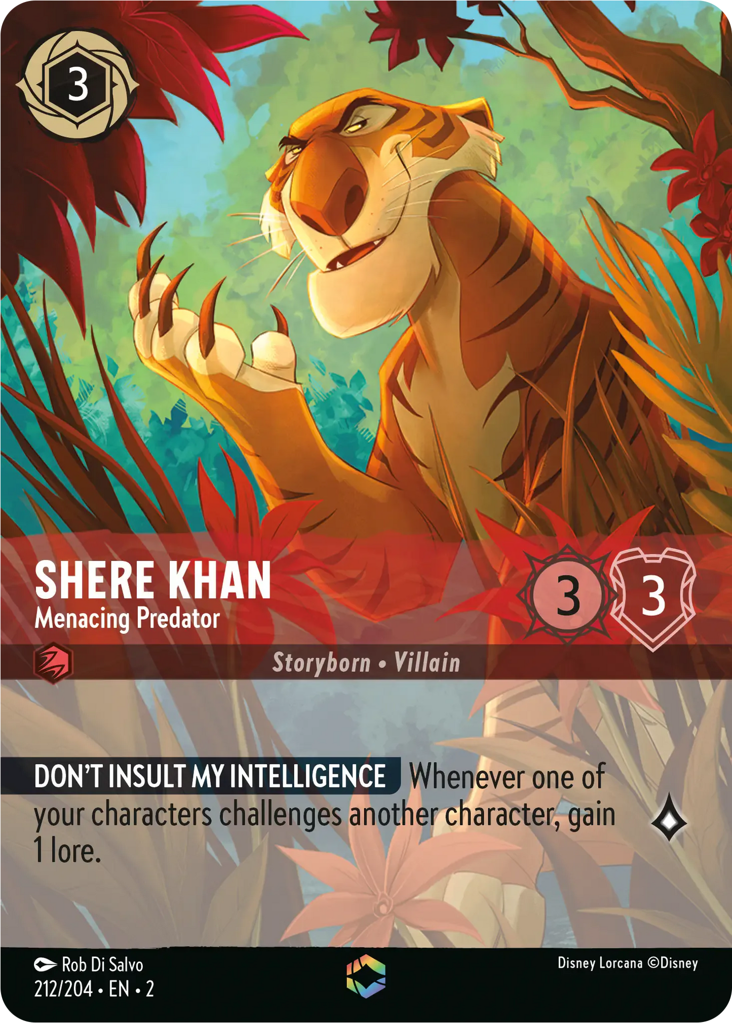 (212) Lorcana Rise of the Floodborn Single: Shere Khan - Menacing Predator (V.2) Enchanted