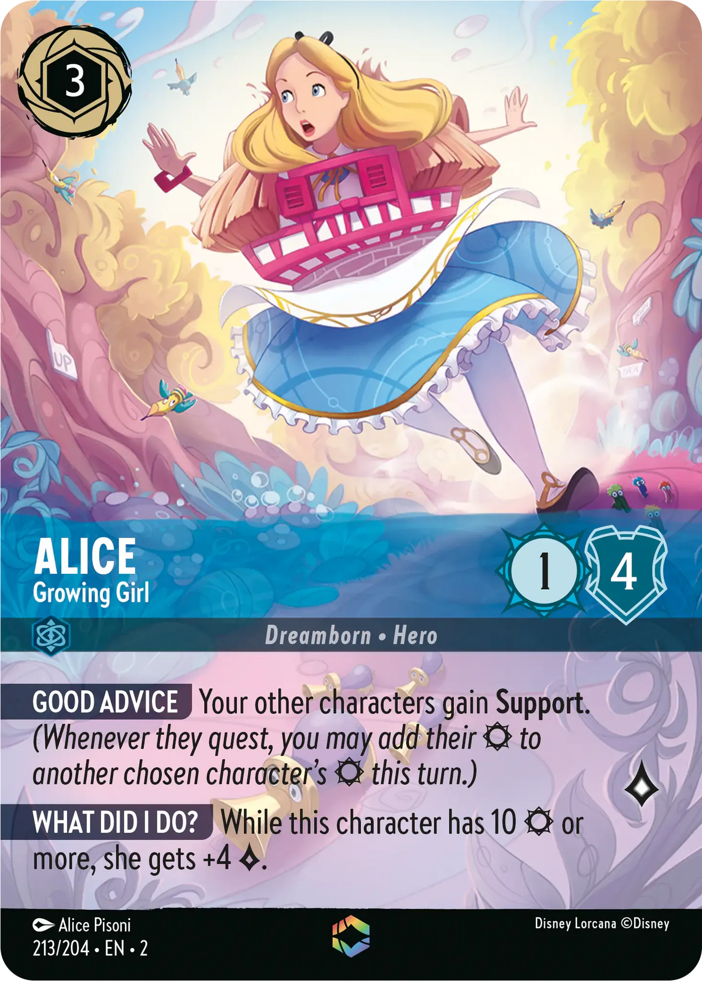 (213) Lorcana Rise of the Floodborn Single: Alice - Growing Girl (V.2) Enchanted