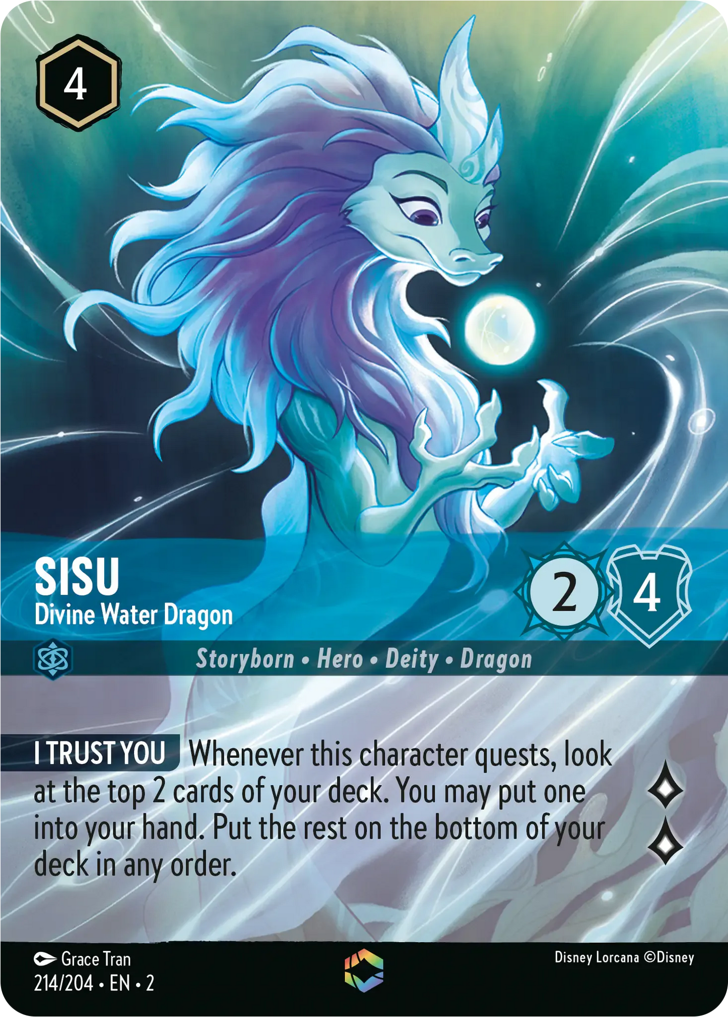 (214) Lorcana Rise of the Floodborn Single: Sisu - Divine Water Dragon (V.2) Enchanted