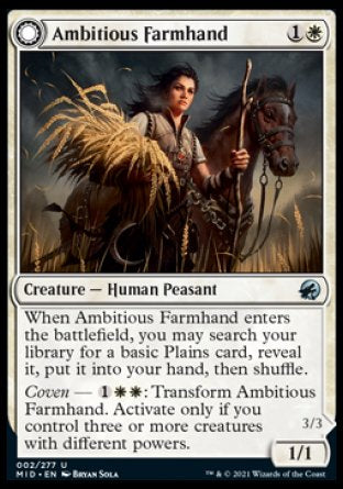 (002) Magic The Gathering Innistrad: Midnight Hunt Single: Ambitious Farmhand // Seasoned Cathar Uncommon
