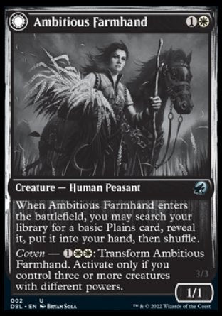 (002) Magic The Gathering Innistrad: Double Feature Single: Ambitious Farmhand // Seasoned Cathar Uncommon