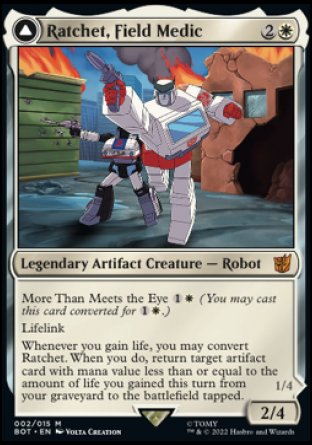 (002) Magic The Gathering Universes Beyond: Transformers Single: Ratchet, Field Medic // Ratchet, Rescue Racer (V.1) Mythic