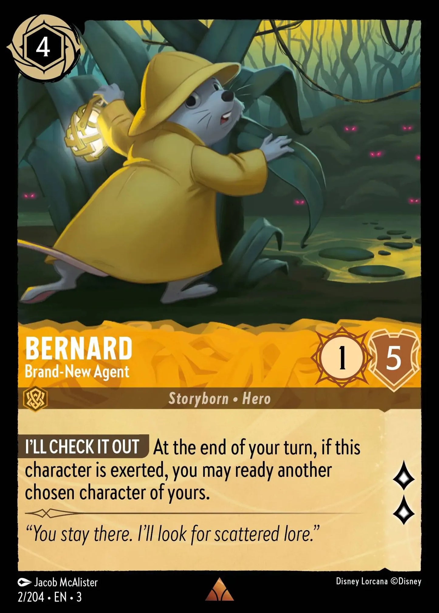 (002) Lorcana Into the Inklands Single: Bernard - Brand-New Agent Rare
