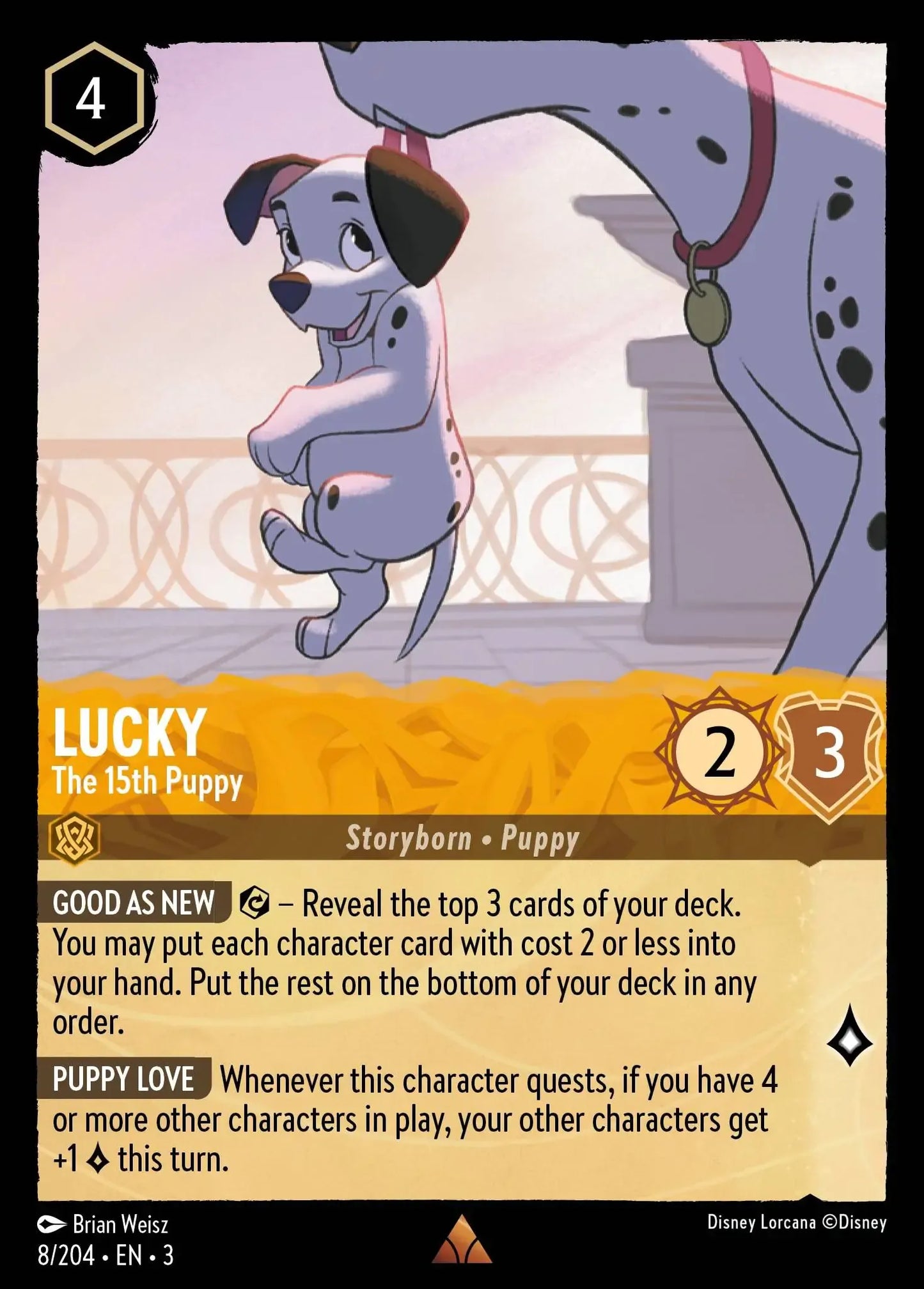(008) Lorcana Into the Inklands Single: Lucky - The 15th Puppy Rare