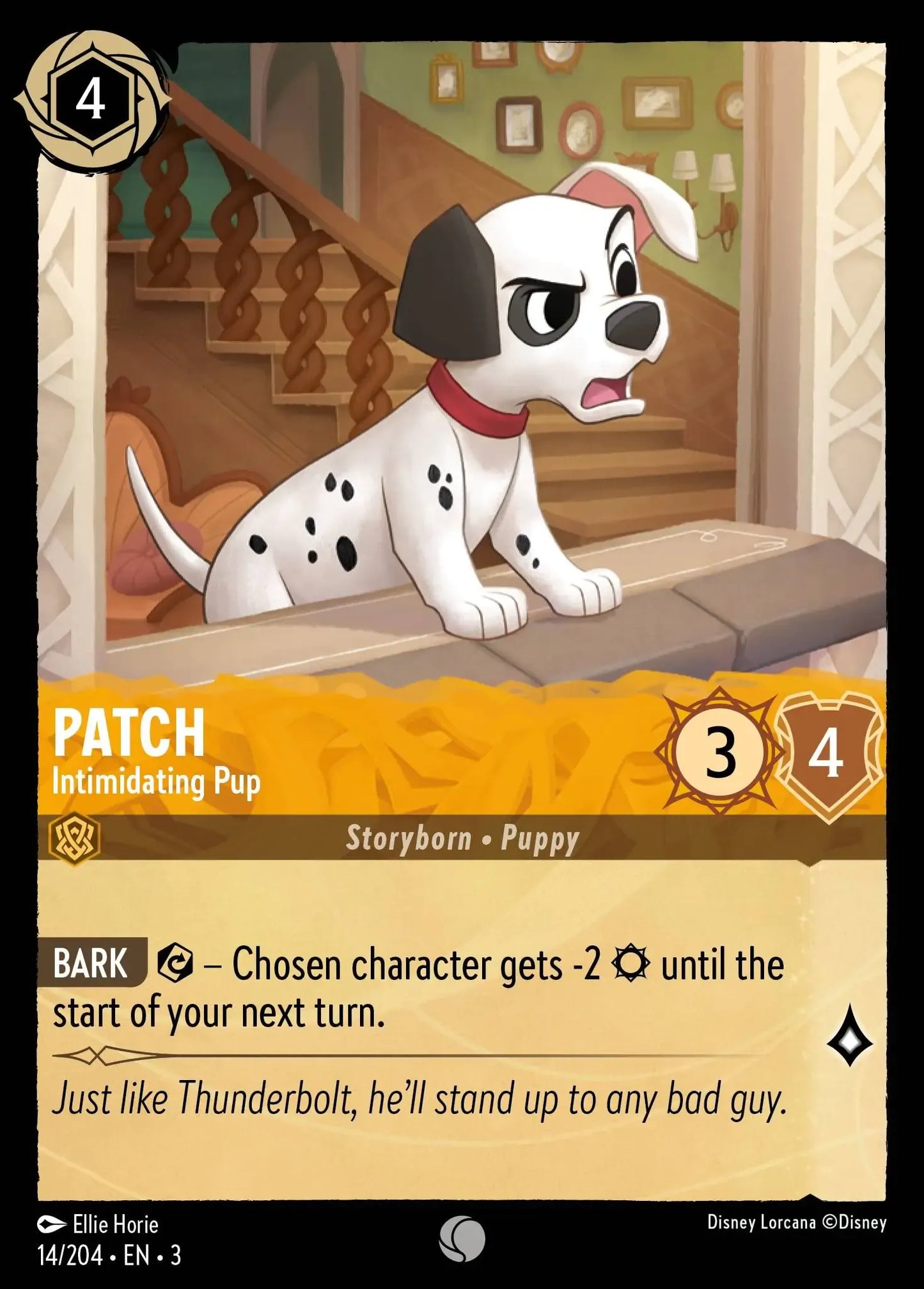 (014) Lorcana Into the Inklands Single: Patch - Intimidating Pup Holo Common