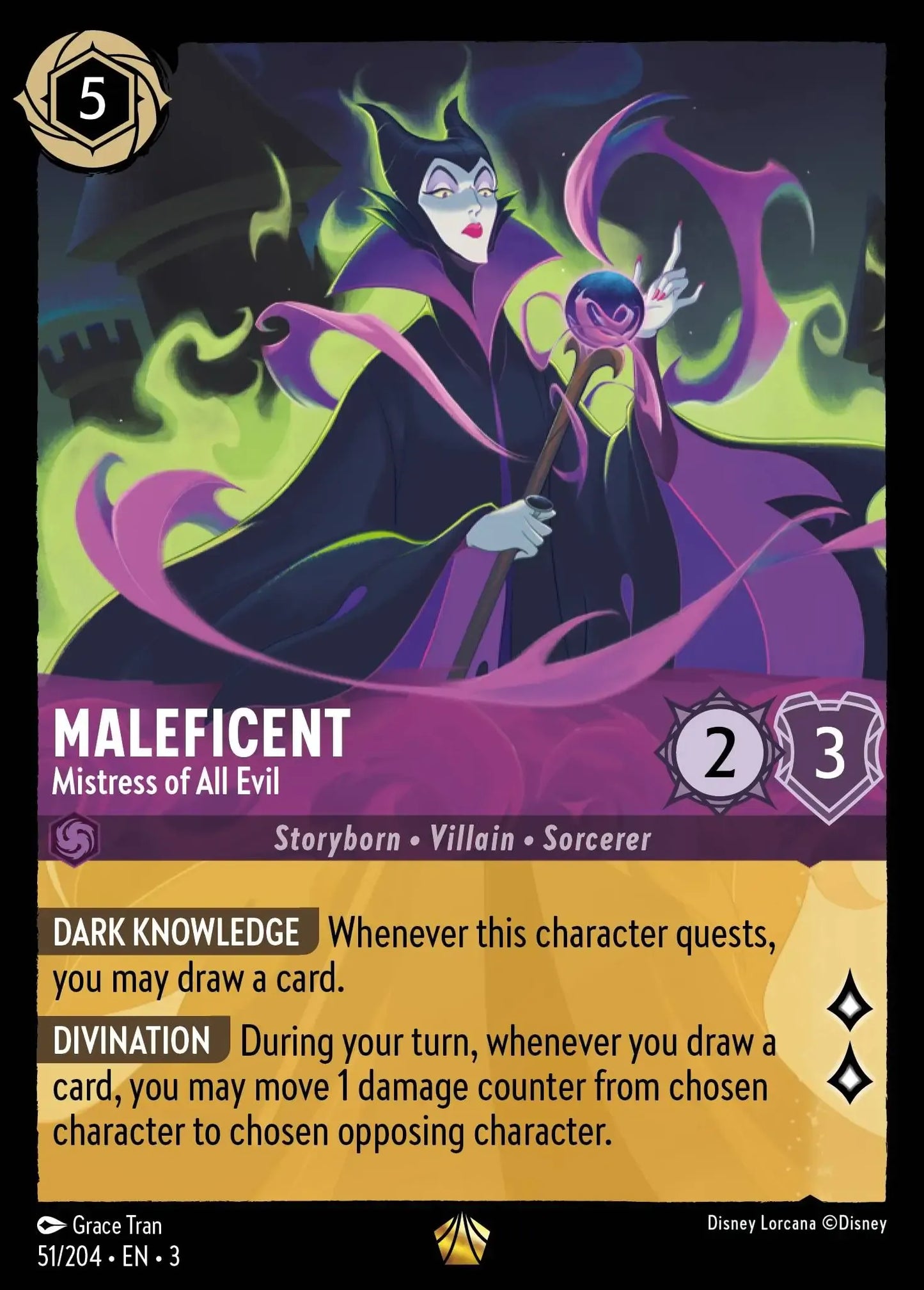 (051) Lorcana Into the Inklands Single: Maleficent - Mistress of All Evil (V.1) Holo Legendary