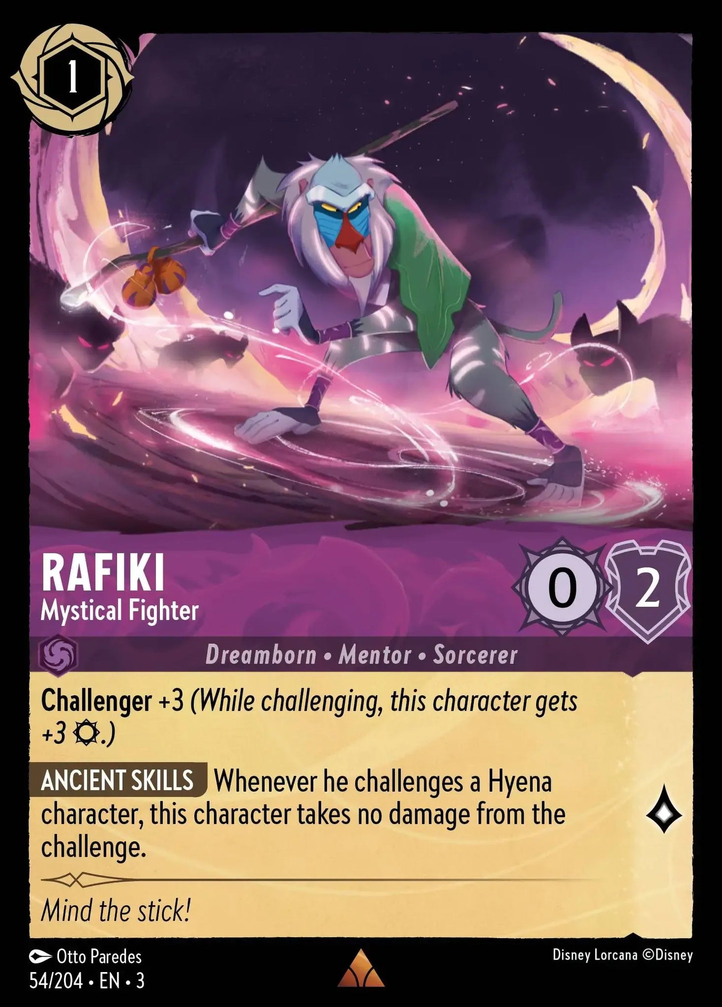(054) Lorcana Into the Inklands Single: Rafiki - Mystical Fighter Rare