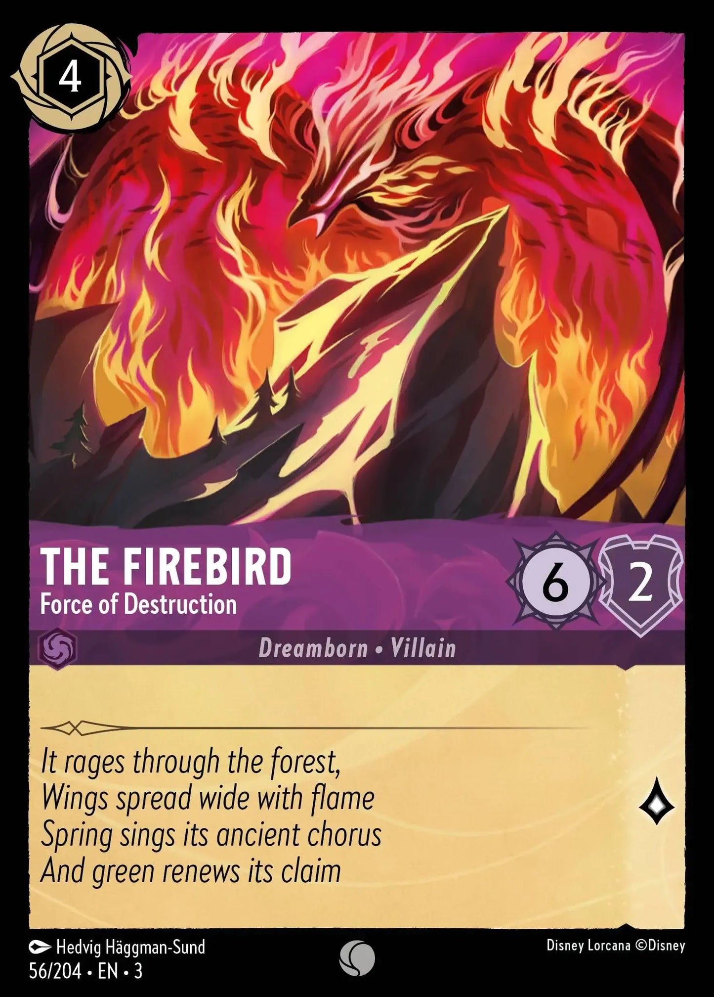 (056) Lorcana Into the Inklands Single: The Firebird - Force of Destruction Common