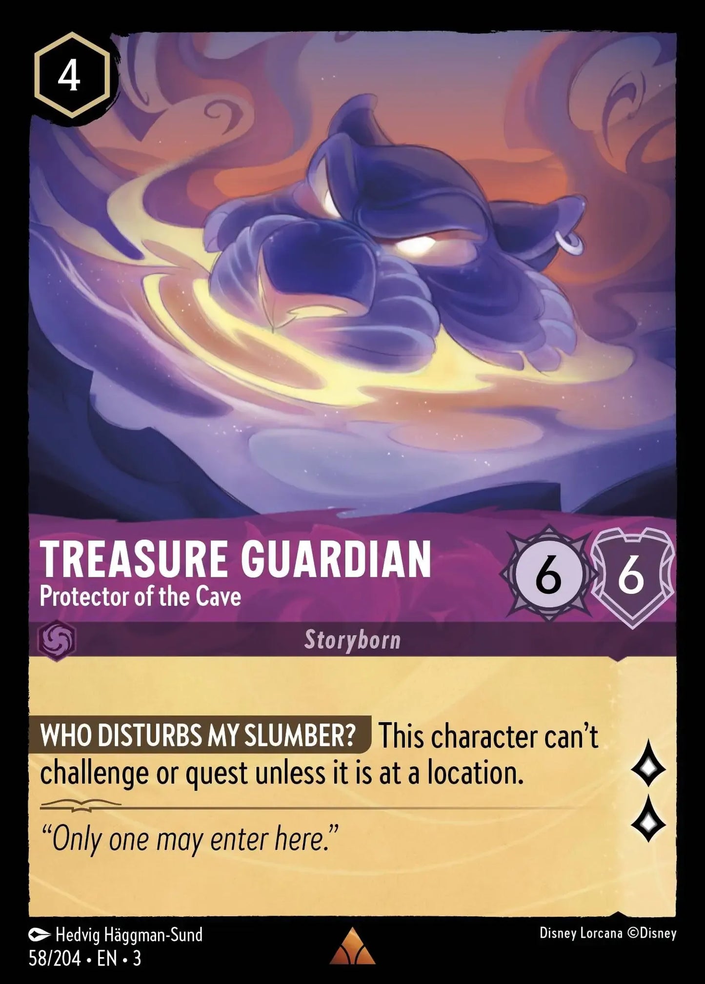 (058) Lorcana Into the Inklands Single: Treasure Guardian - Protector of the Cave Holo Rare