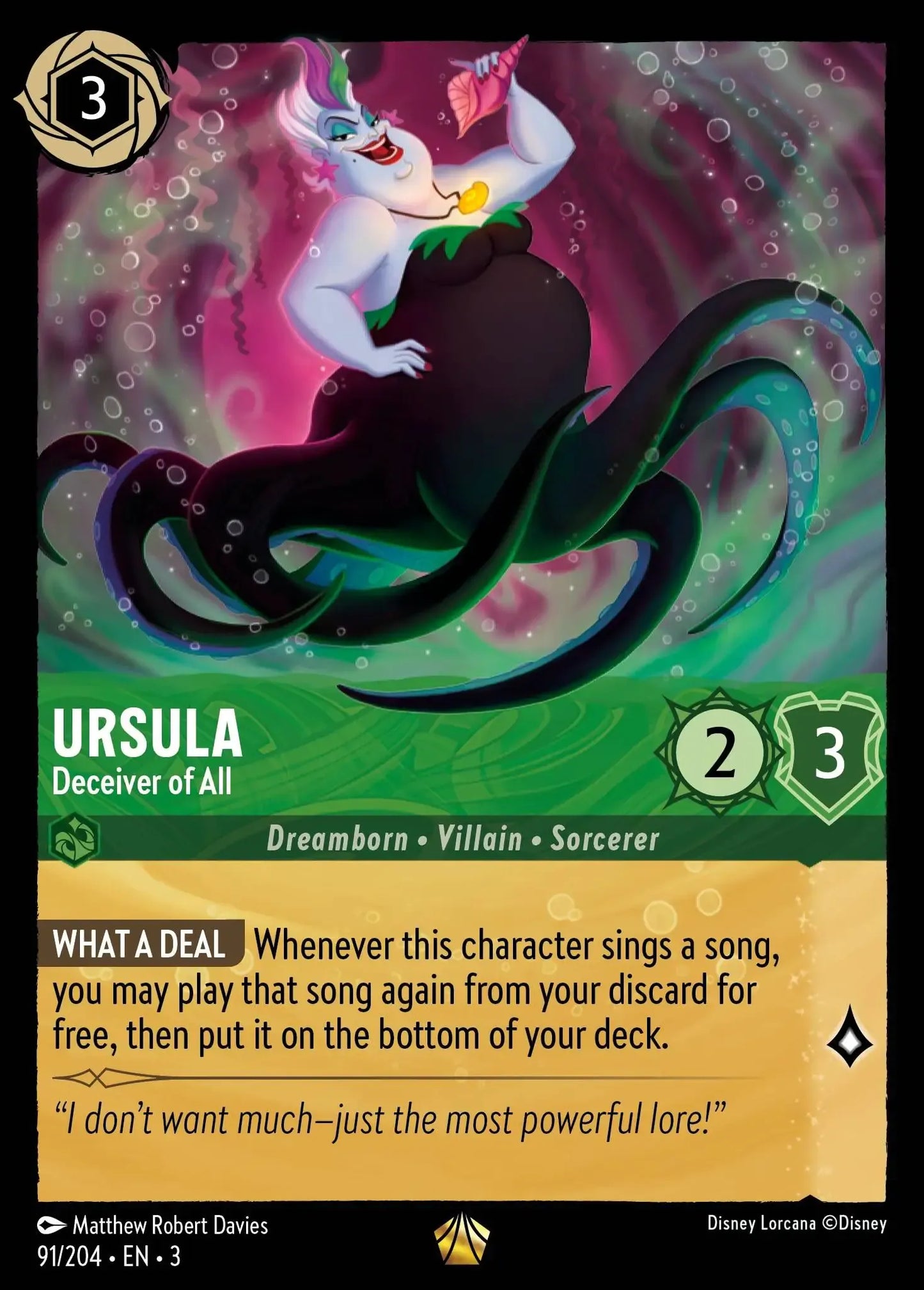 (091) Lorcana Into the Inklands Single: Ursula - Deceiver of All (V.1) Legendary