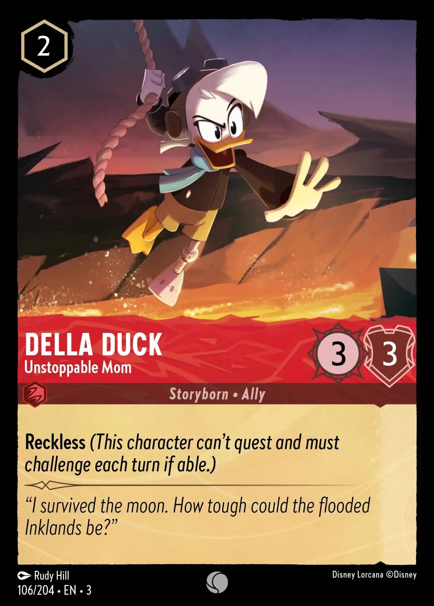 (106) Lorcana Into the Inklands Single: Della Duck - Unstoppable Mom Common