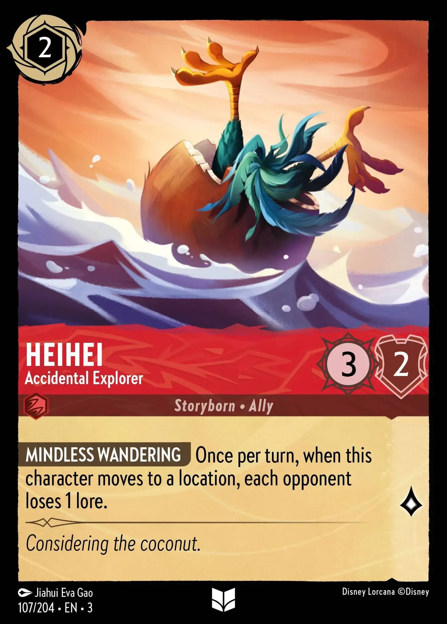 (107) Lorcana Into the Inklands Single: HeiHei - Accidental Explorer Common