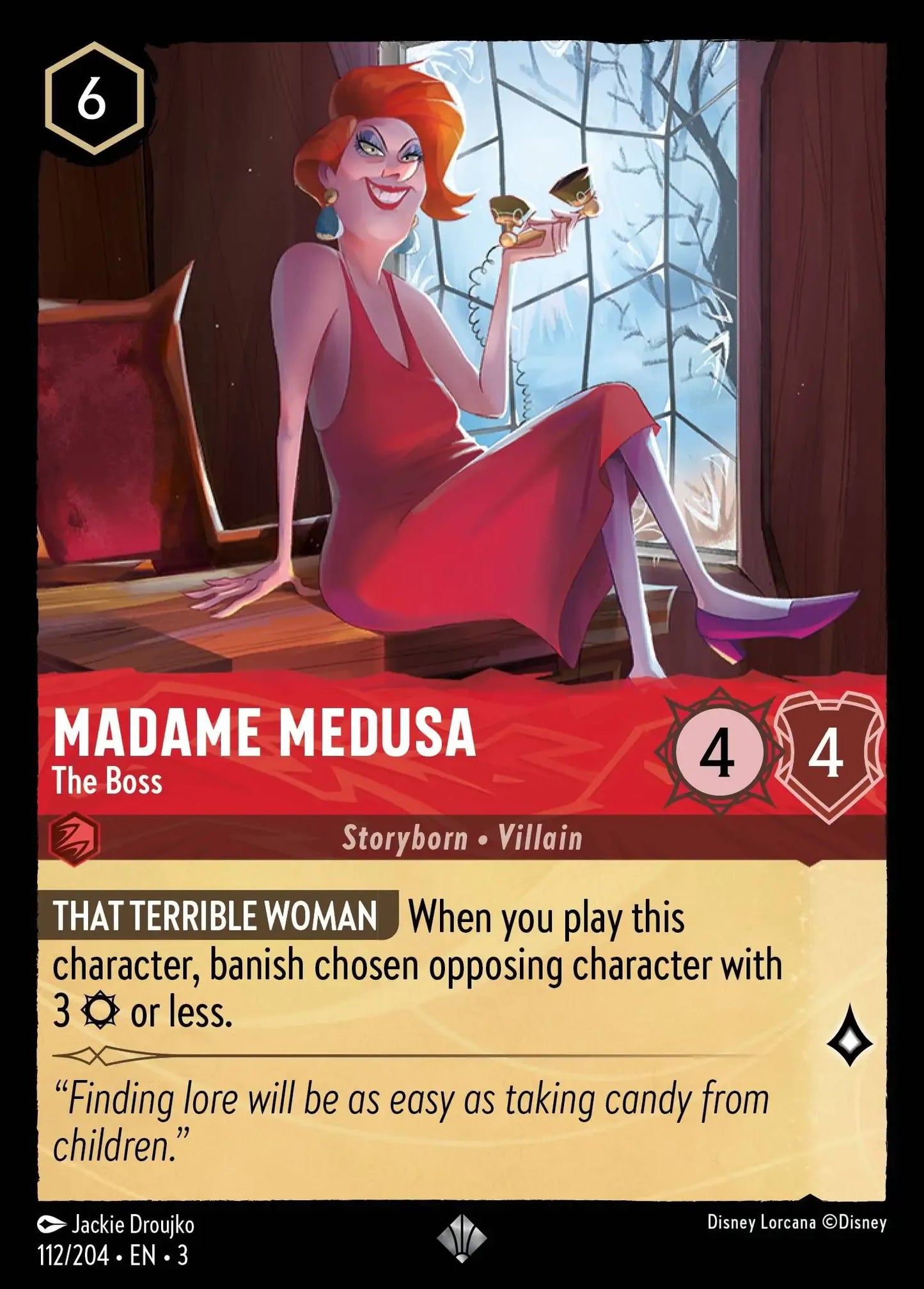 (112) Lorcana Into the Inklands Single: Madame Medusa - The Boss Holo Super Rare