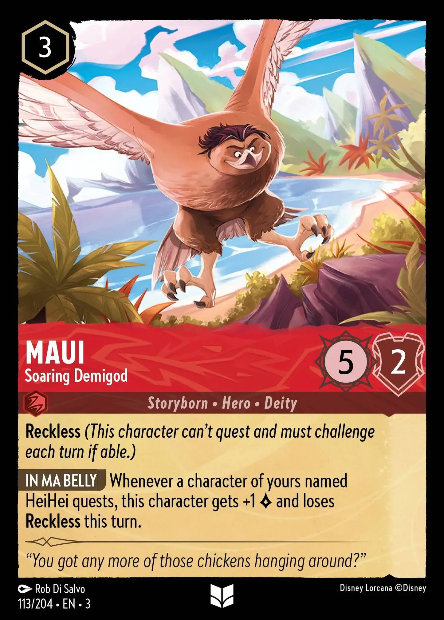 (113) Lorcana Into the Inklands Single: Maui - Soaring Demigod Holo Uncommon