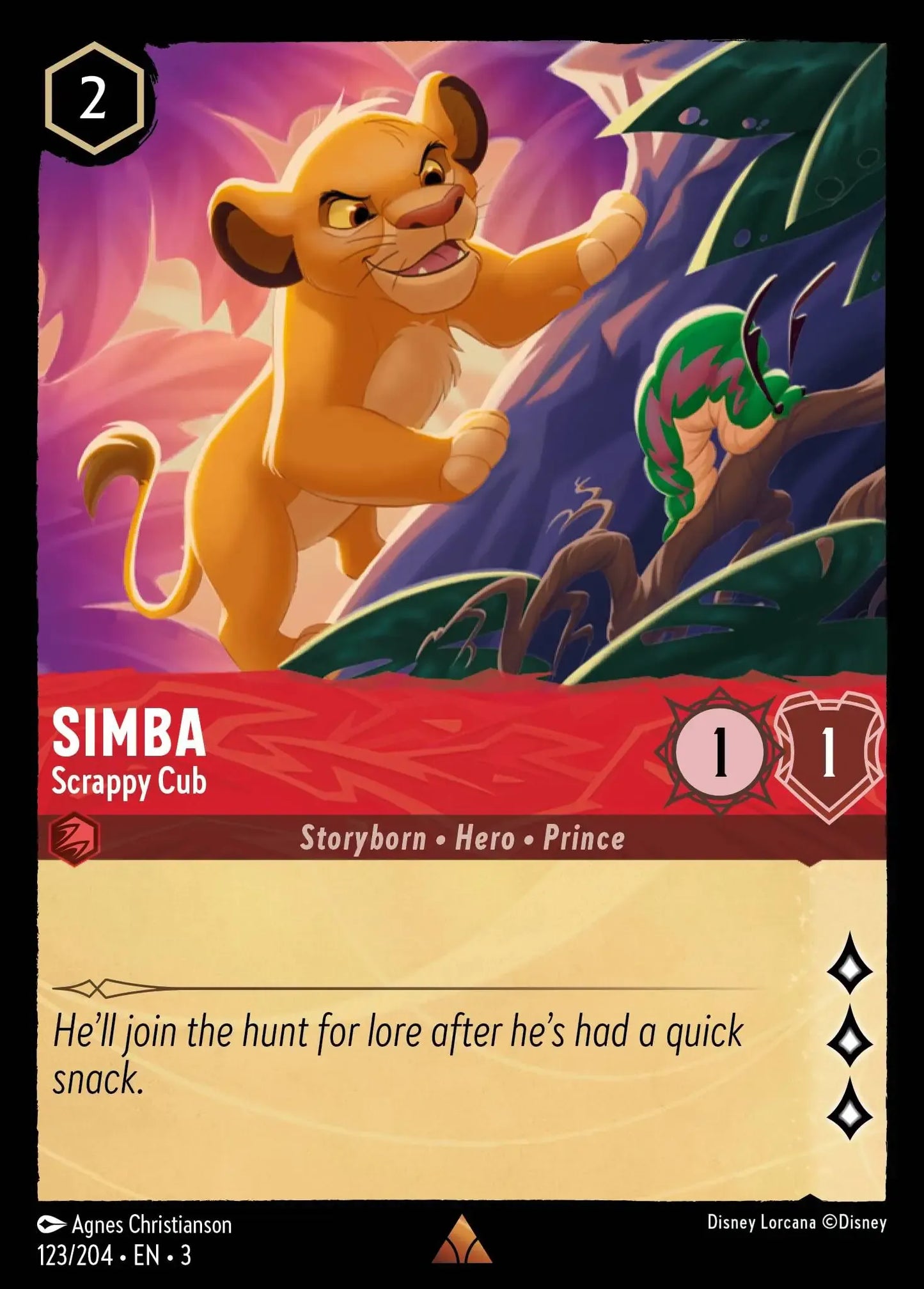 (123) Lorcana Into the Inklands Single: Simba - Scrappy Cub Rare