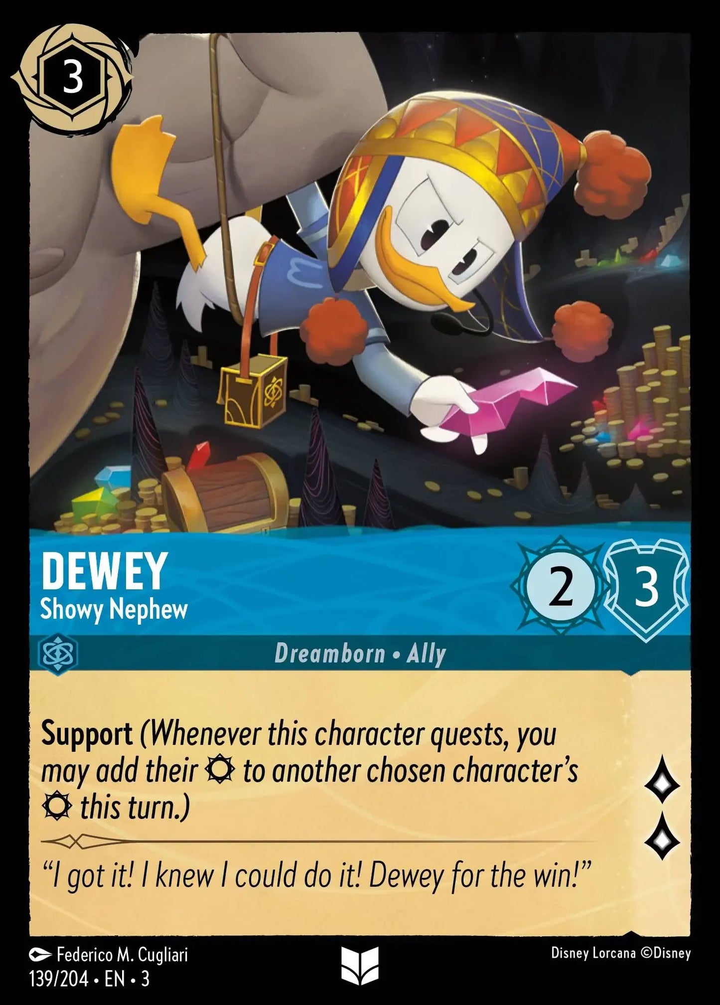 (139) Lorcana Into the Inklands Single: Dewey - Showy Nephew Uncommon