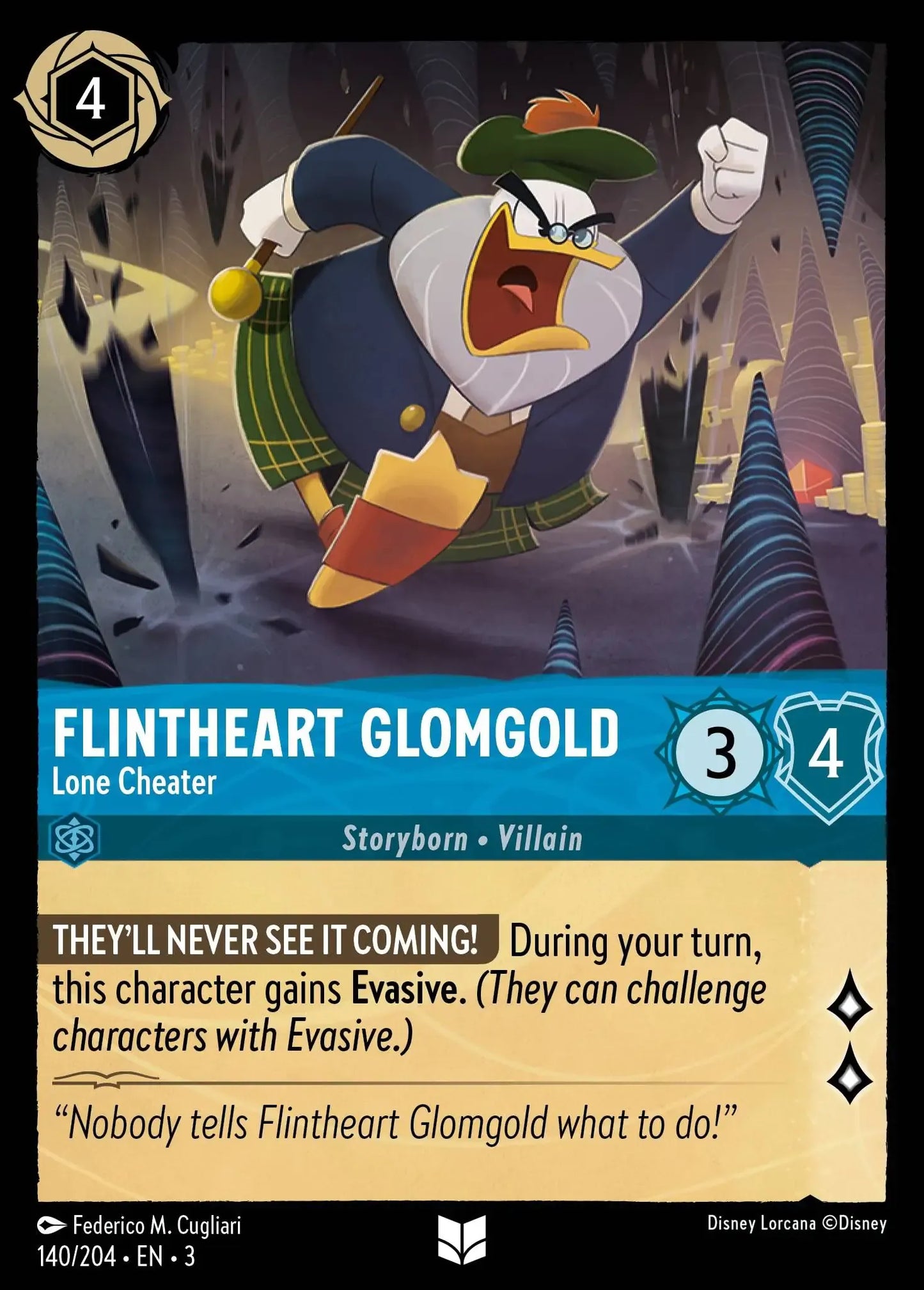 (140) Lorcana Into the Inklands Single: Flintheart Glomgold - Lone Cheater Uncommon