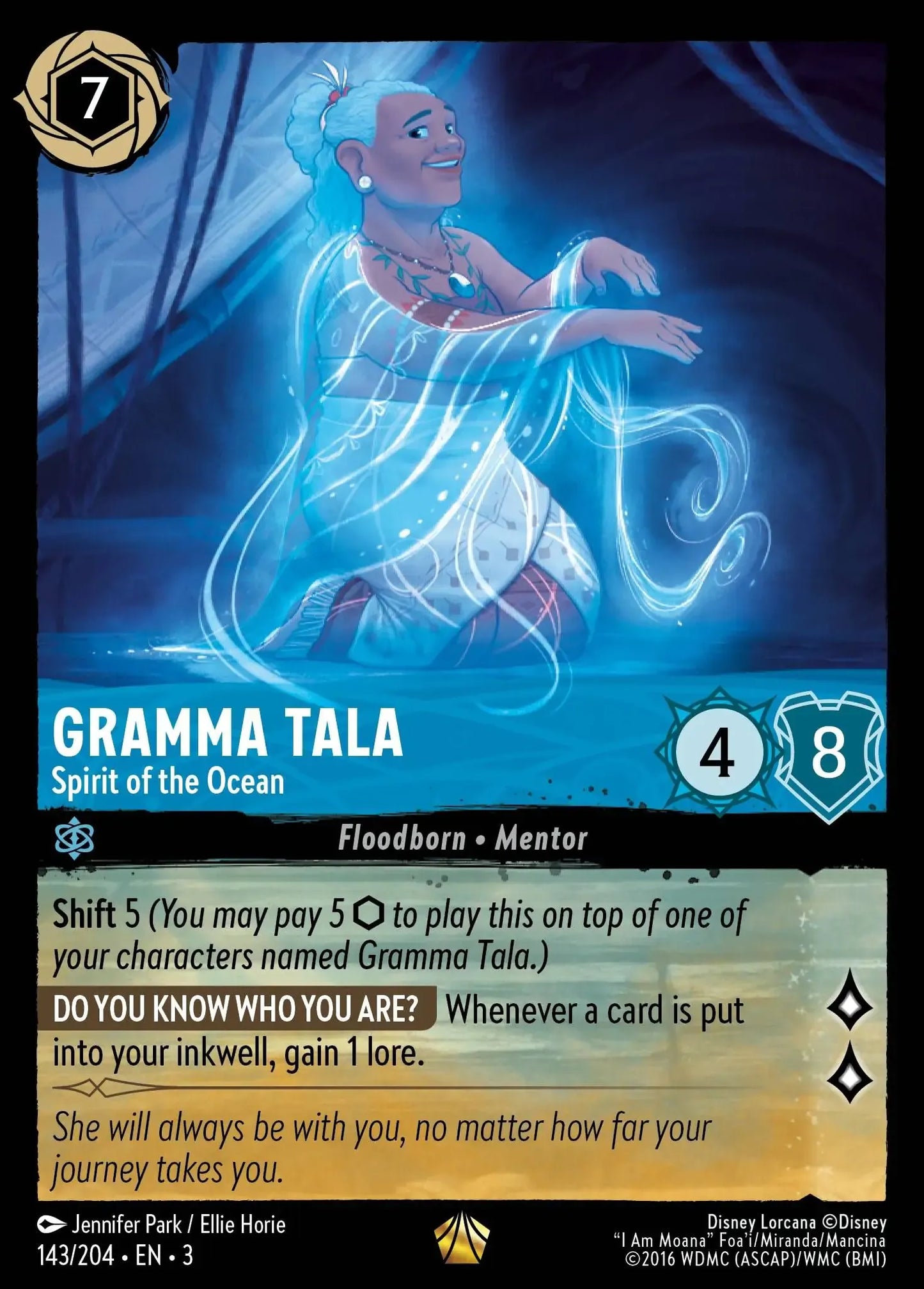 (143) Lorcana Into the Inklands Single: Gramma Tala - Spirit of the Ocean (V.1) Holo Legendary