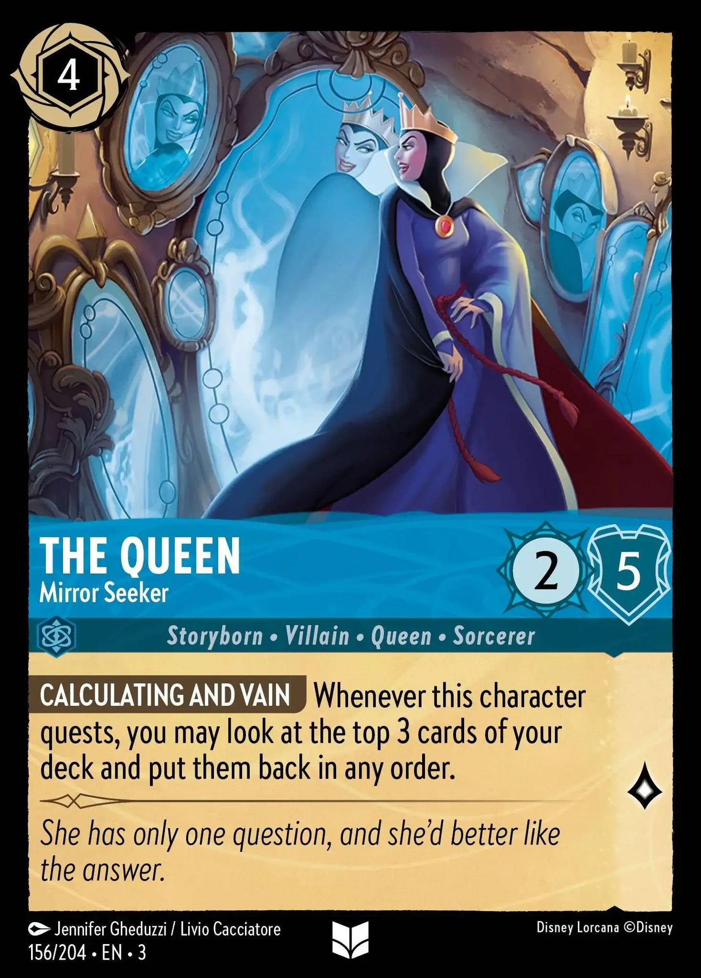 (156) Lorcana Into the Inklands Single: The Queen - Mirror Seeker Holo Uncommon