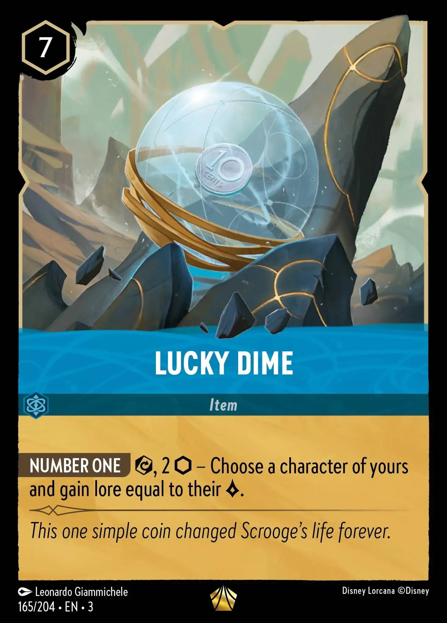 (165) Lorcana Into the Inklands Single: Lucky Dime Holo Legendary