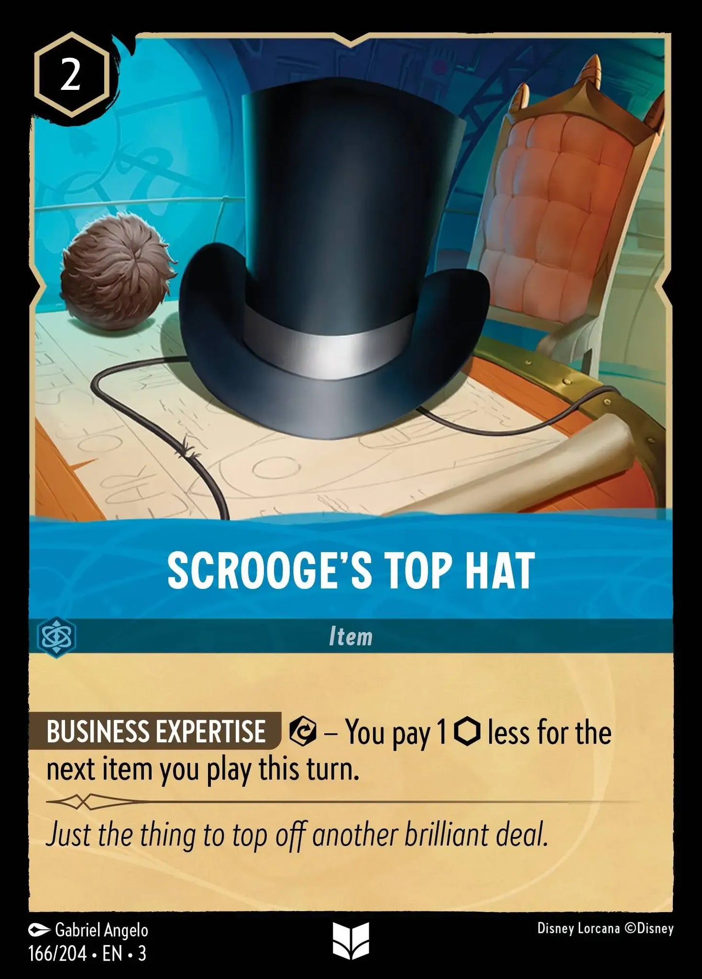 (166) Lorcana Into the Inklands Single: Scrooge's Top Hat Holo Uncommon