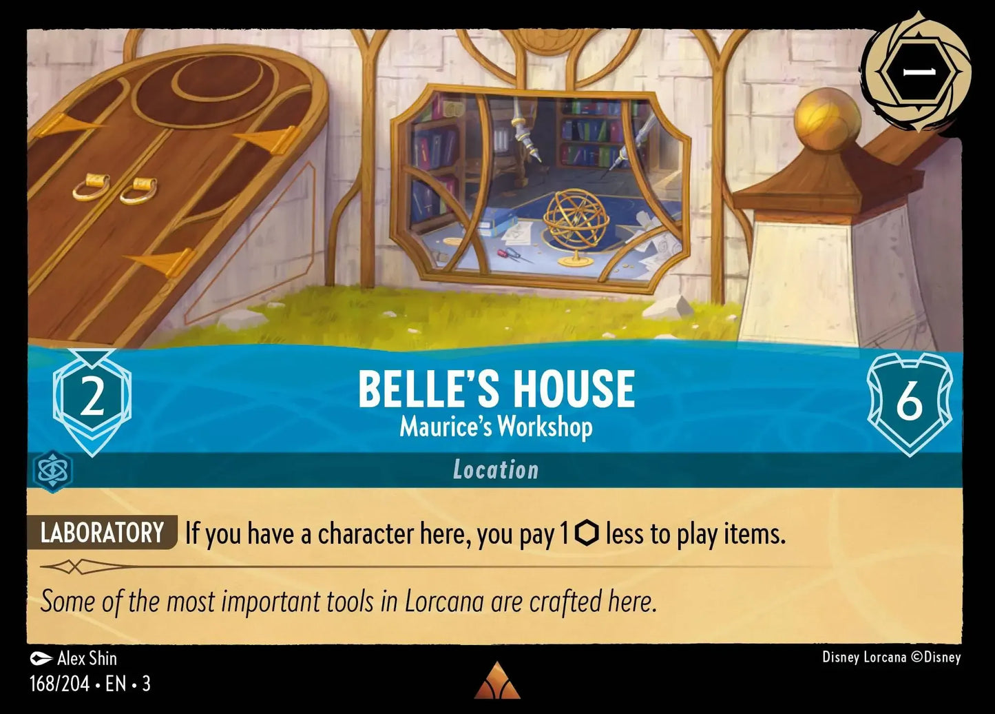 (168) Lorcana Into the Inklands Single: Belle's House - Maurice's Workshop (V.1) Holo Rare
