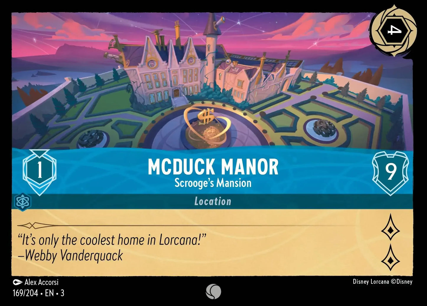 (169) Lorcana Into the Inklands Single: McDuck Manor - Scrooge's Mansion Holo Common