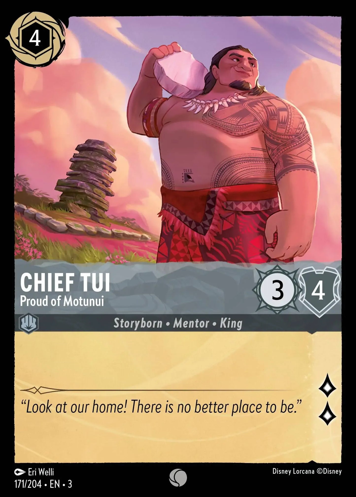 (171) Lorcana Into the Inklands Single: Chief Tui - Proud of Motunui Holo Common