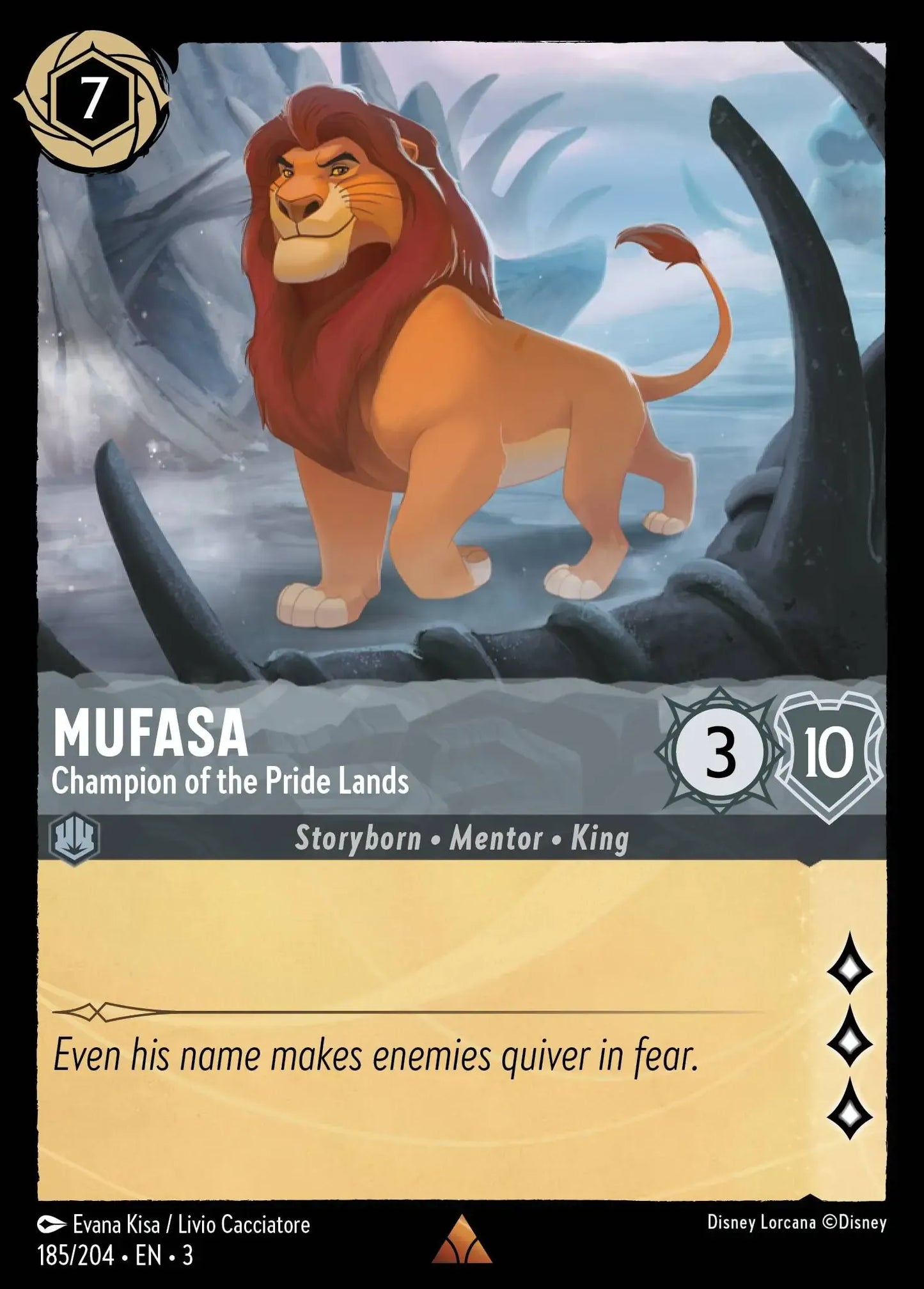 (185) Lorcana Into the Inklands Single: Mufasa - Champion of the Pride Lands Holo Rare