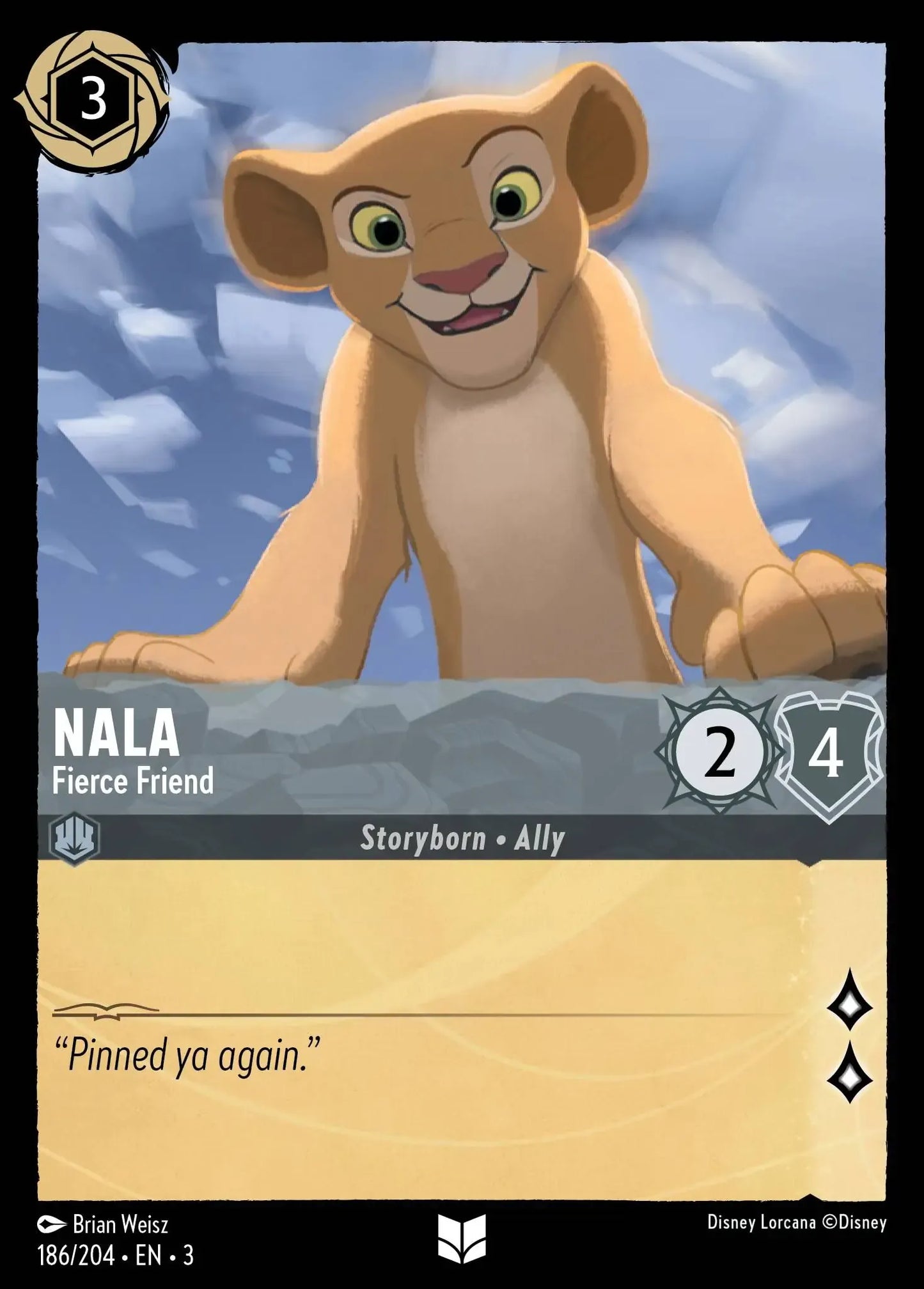 (186) Lorcana Into the Inklands Single: Nala - Fierce Friend Holo Uncommon