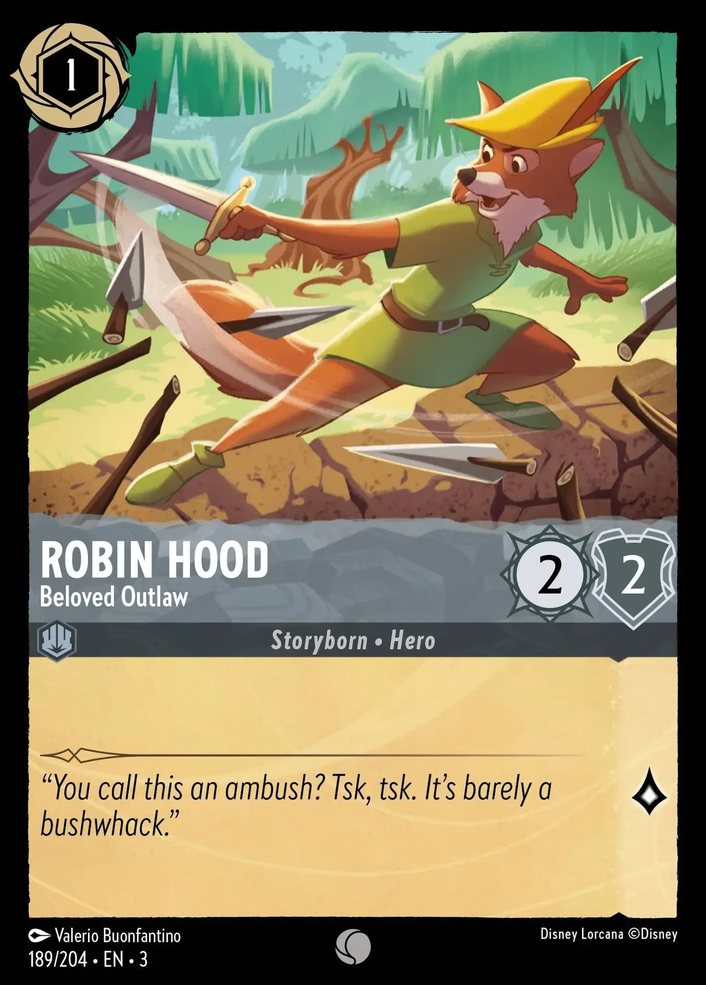 (189) Lorcana Into the Inklands Single: Robin Hood - Beloved Outlaw Common