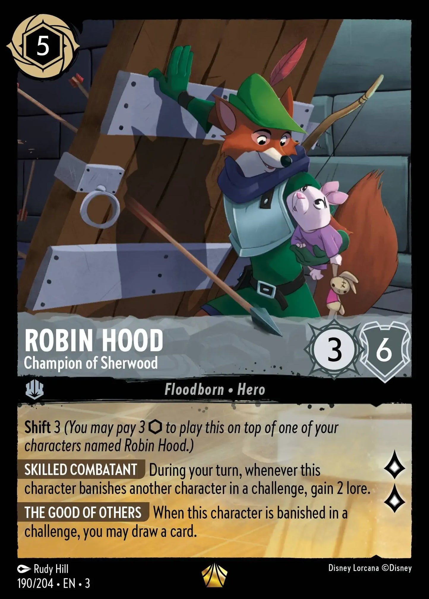 (190) Lorcana Into the Inklands Single: Robin Hood - Champion of Sherwood (V.1) Legendary