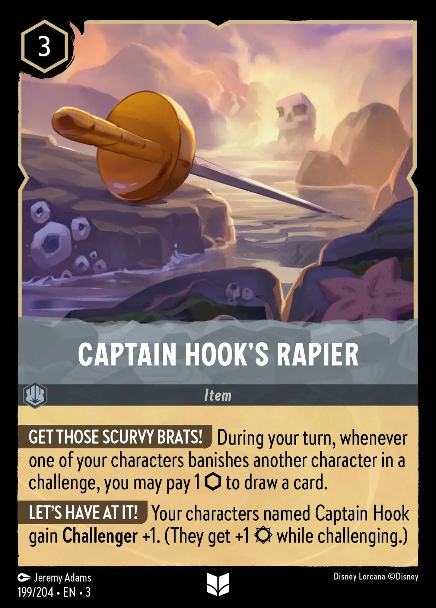 (199) Lorcana Into the Inklands Single: Captain Hook's Rapier Holo Uncommon