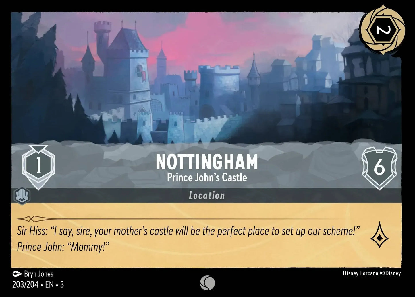 (203) Lorcana Into the Inklands Single: Nottingham - Prince John's Castle Holo Common