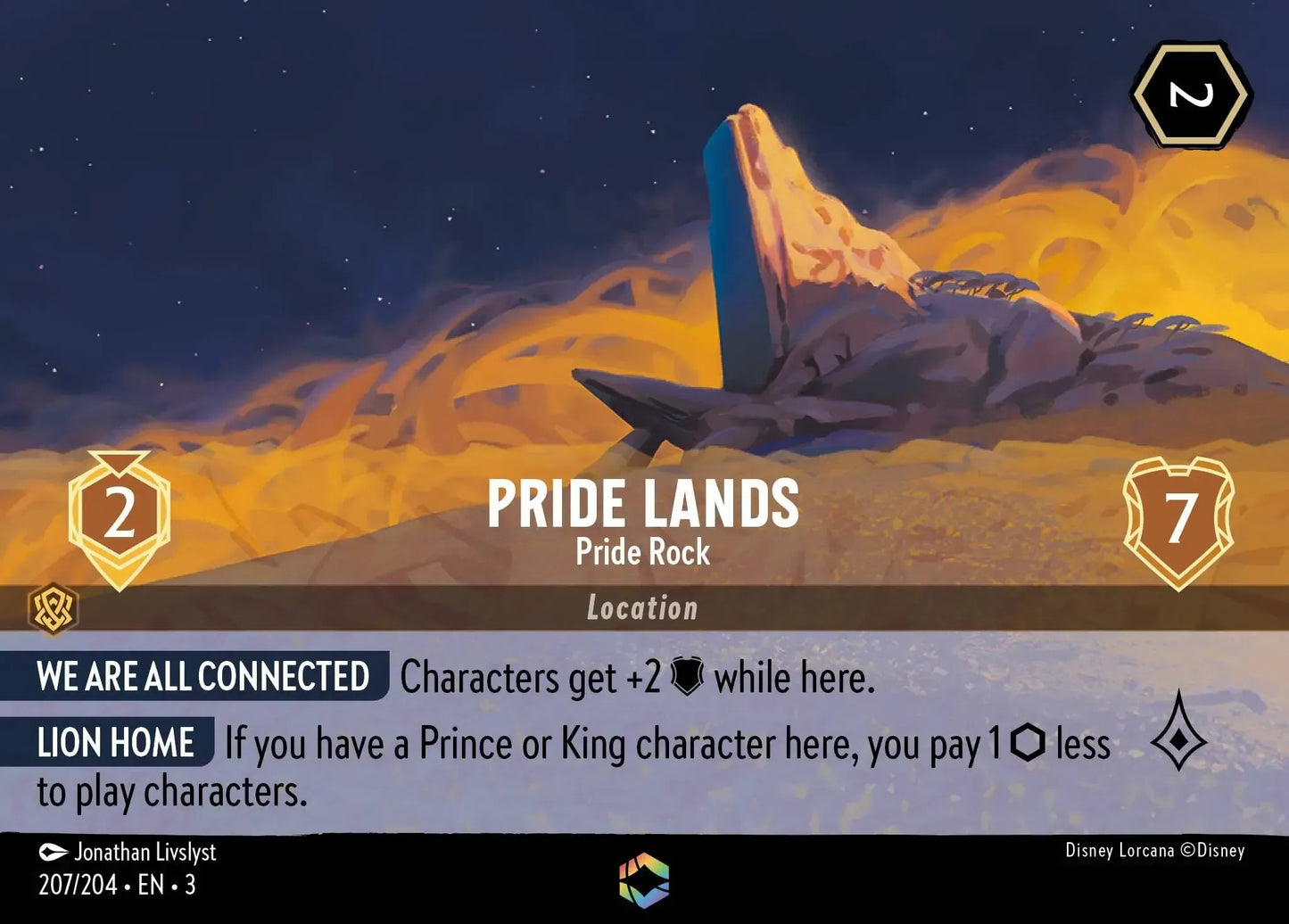 (207) Lorcana Into the Inklands Single: Pride Lands - Pride Rock (V.2) Enchanted